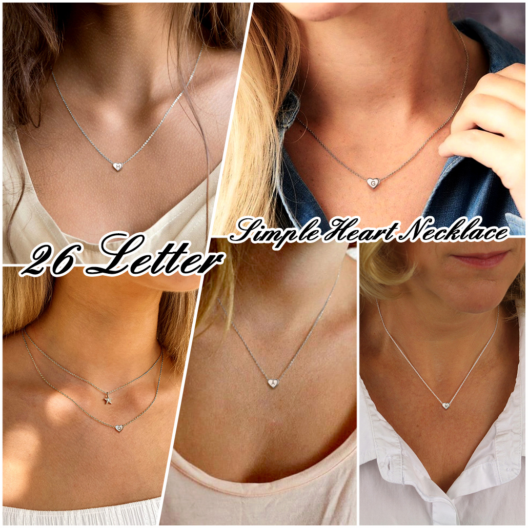Silvora Women Heart Initial Necklace 925 Sterling Silver Letter A Pendant Choker Alphabet Jewelry for Wife Mom Daughter with Gift Box