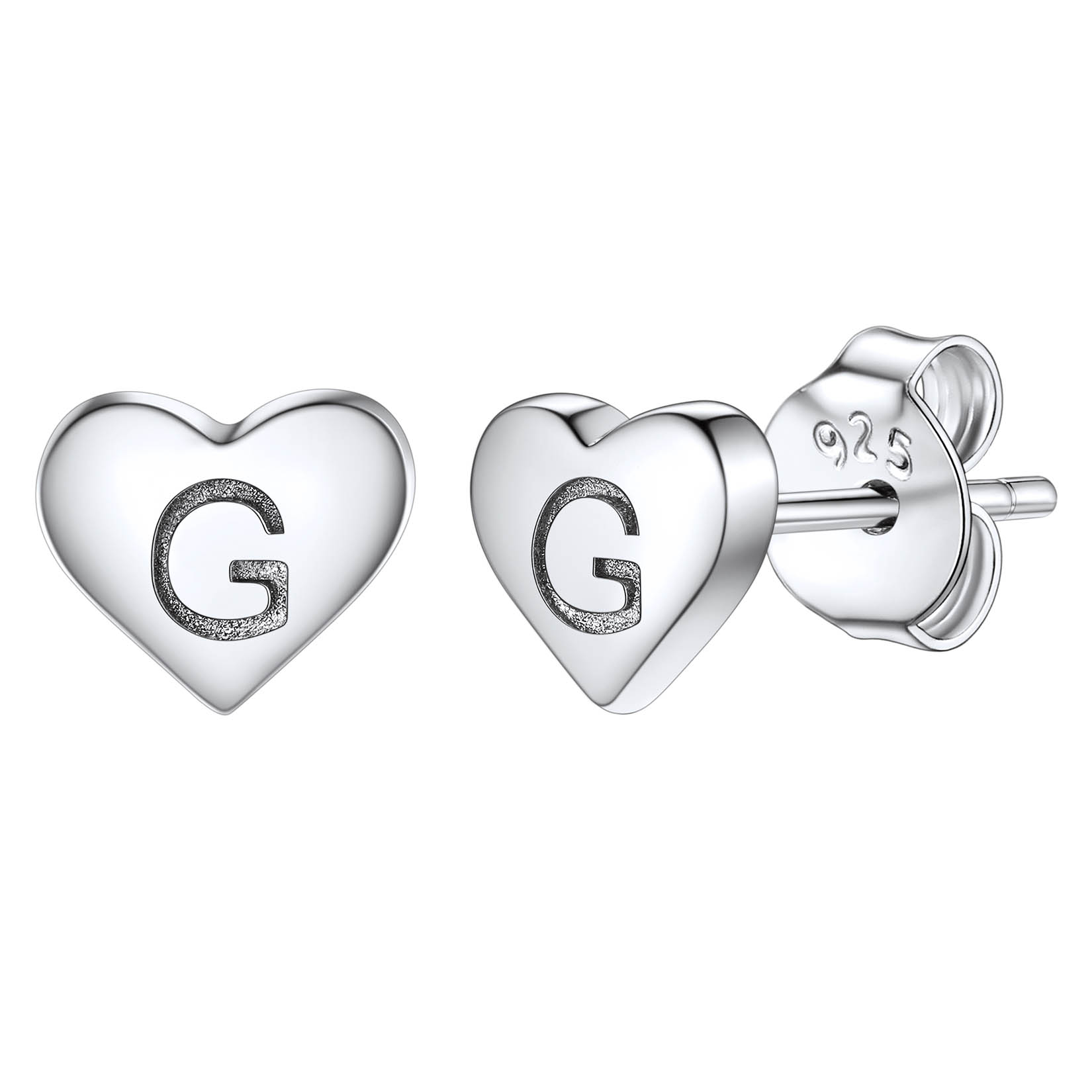 Silvora Initial Heart Earrings Hypoallergenic Sterling Silver Studs Women Tiny Letter A Ear Charms Jewelry Gift for Birthday Mother's Day