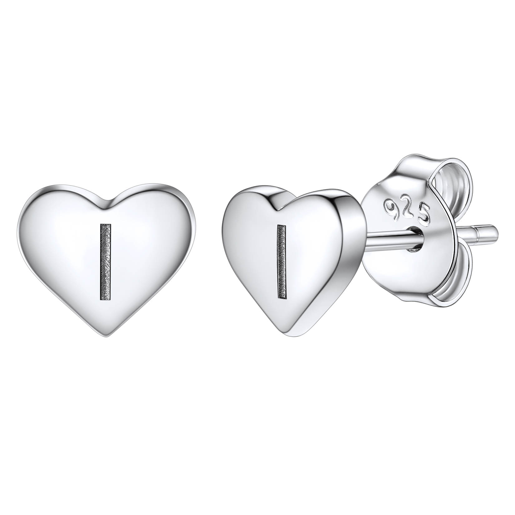 Silvora Initial Heart Earrings Hypoallergenic Sterling Silver Studs Women Tiny Letter A Ear Charms Jewelry Gift for Birthday Mother's Day