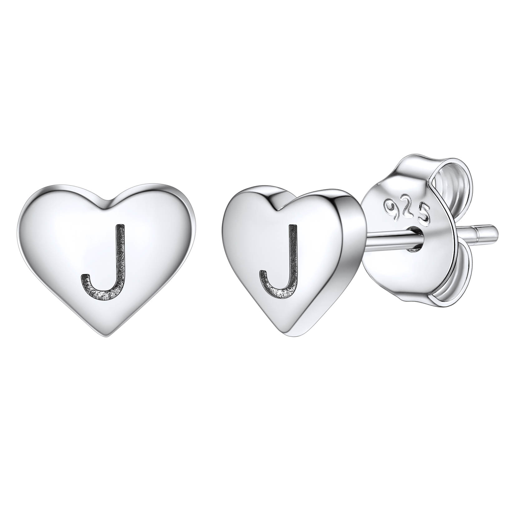 Silvora Initial Heart Earrings Hypoallergenic Sterling Silver Studs Women Tiny Letter A Ear Charms Jewelry Gift for Birthday Mother's Day