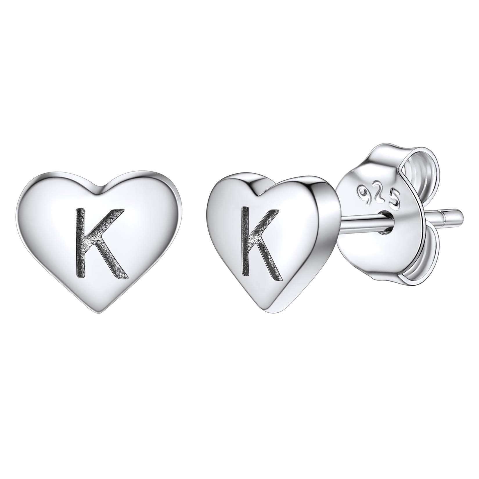 Silvora Initial Heart Earrings Hypoallergenic Sterling Silver Studs Women Tiny Letter A Ear Charms Jewelry Gift for Birthday Mother's Day