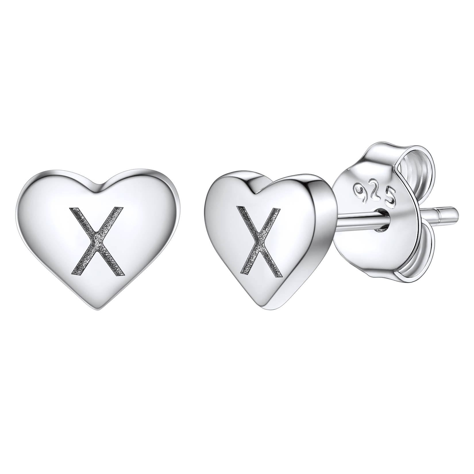 Silvora Initial Heart Earrings Hypoallergenic Sterling Silver Studs Women Tiny Letter A Ear Charms Jewelry Gift for Birthday Mother's Day