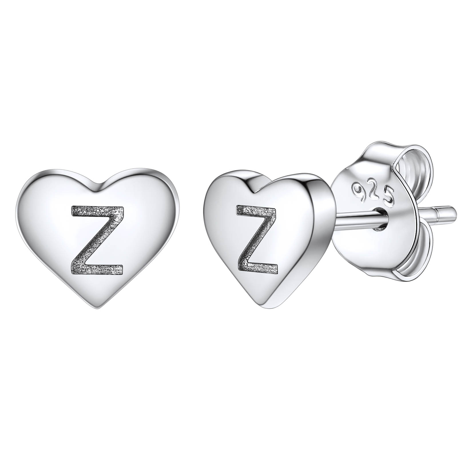 Silvora Initial Heart Earrings Hypoallergenic Sterling Silver Studs Women Tiny Letter A Ear Charms Jewelry Gift for Birthday Mother's Day
