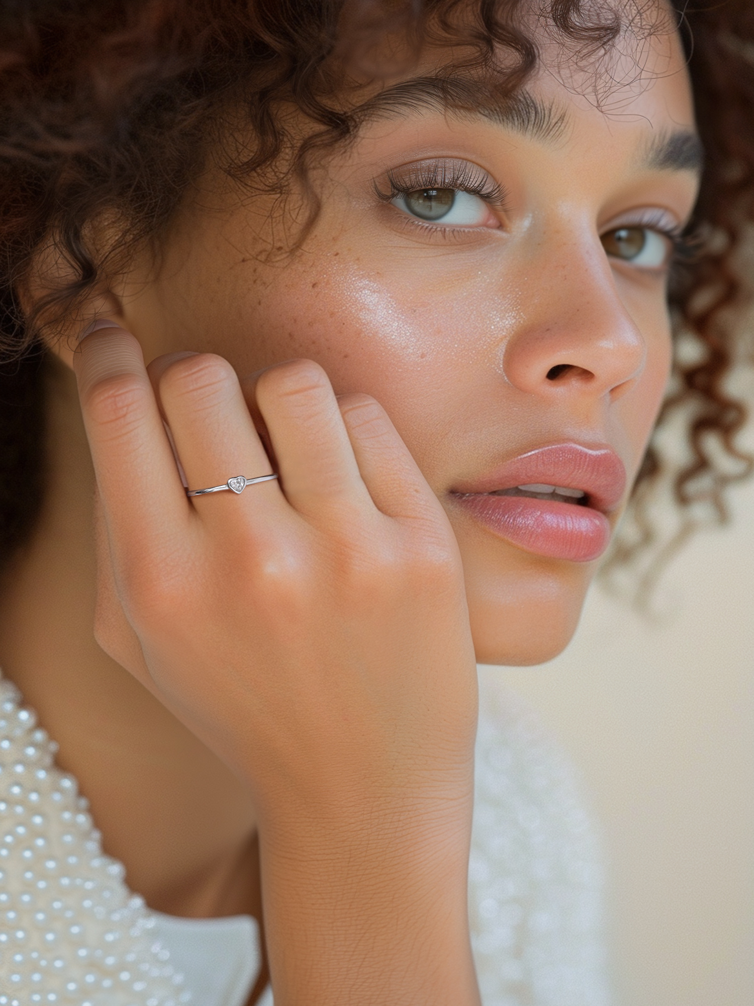 Silvora Sterling Silver Wedding Band Love Heart Engagement Promise Ring with Shiny Cubic Zirconia Jewelry Gift for Christmas Mother's Day Size 8