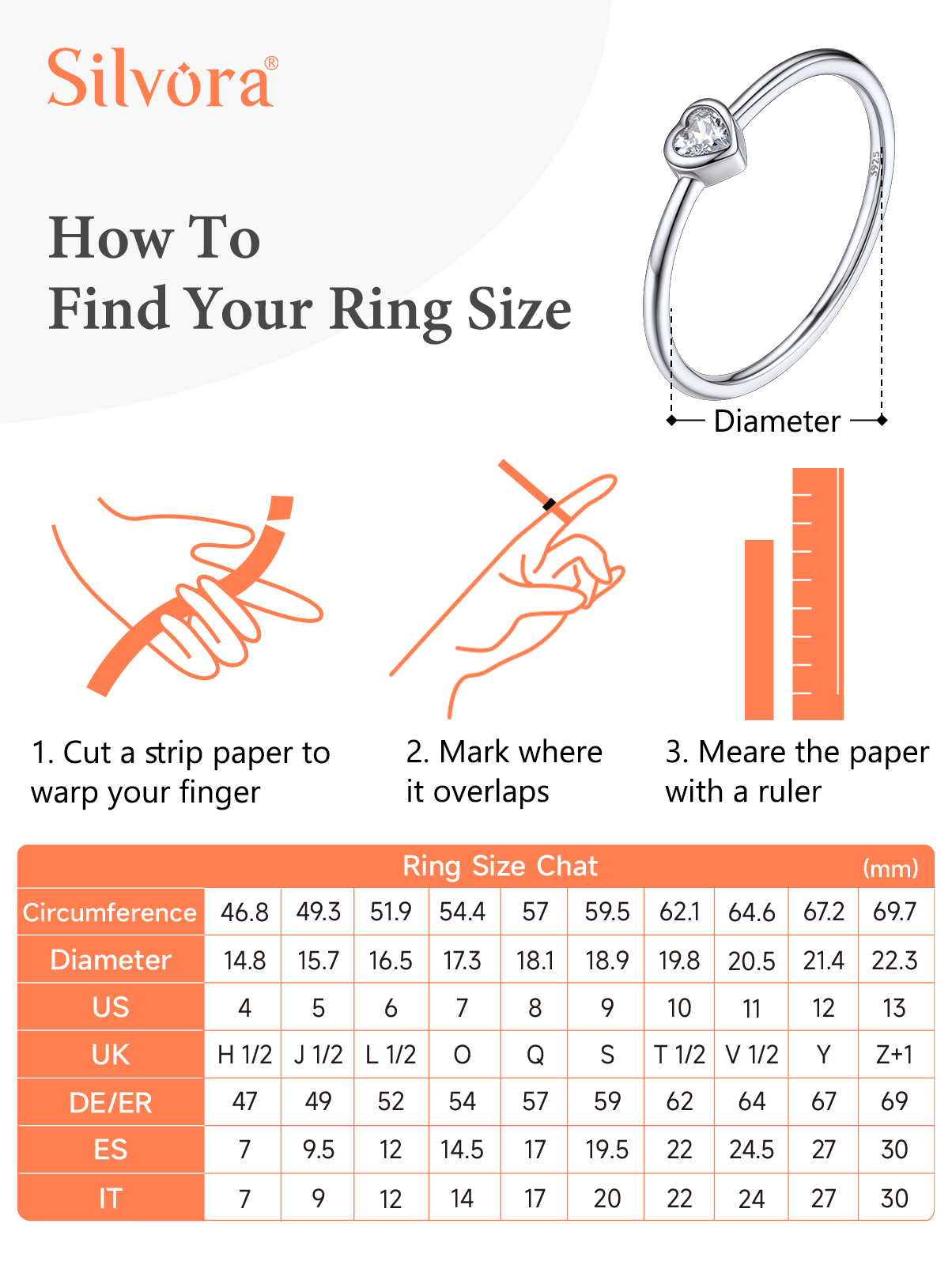 Silvora Sterling Silver Wedding Band Love Heart Engagement Promise Ring with Shiny Cubic Zirconia Jewelry Gift for Christmas Mother's Day Size 8