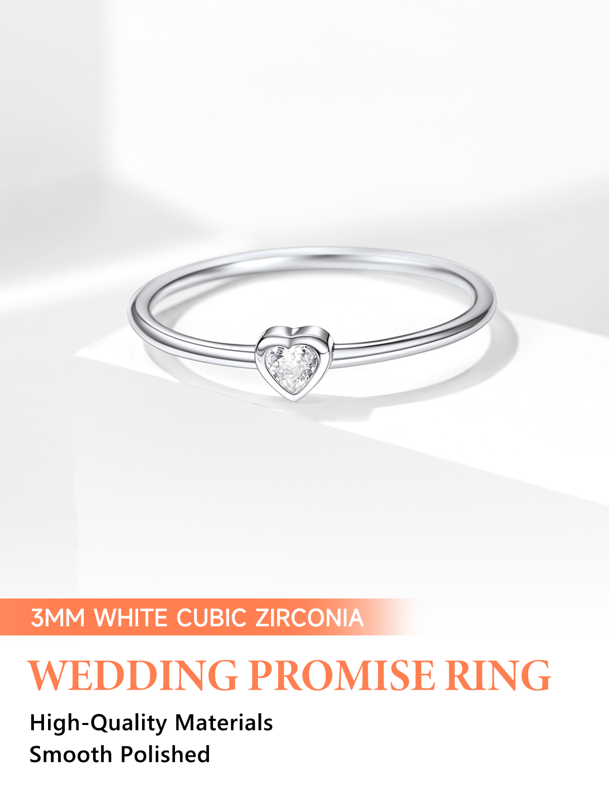 Silvora Sterling Silver Wedding Band Love Heart Engagement Promise Ring with Shiny Cubic Zirconia Jewelry Gift for Christmas Mother's Day Size 8