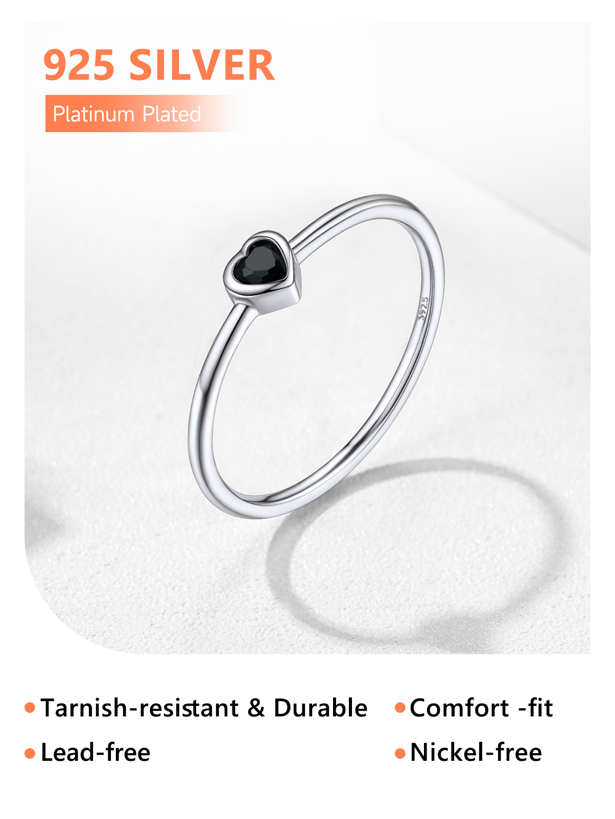 Silvora Sterling Silver Wedding Band Love Heart Engagement Promise Ring with Shiny Cubic Zirconia Jewelry Gift for Christmas Mother's Day Size 8