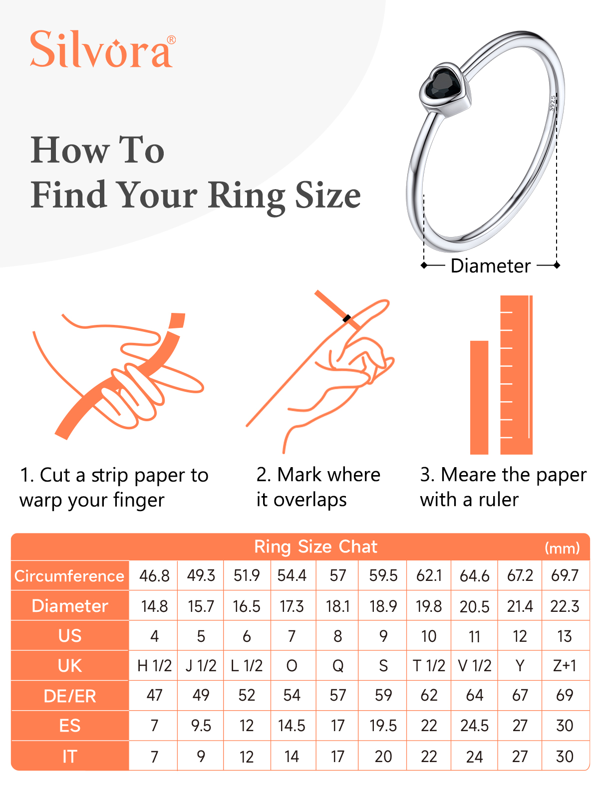 Silvora Sterling Silver Wedding Band Love Heart Engagement Promise Ring with Shiny Cubic Zirconia Jewelry Gift for Christmas Mother's Day Size 8