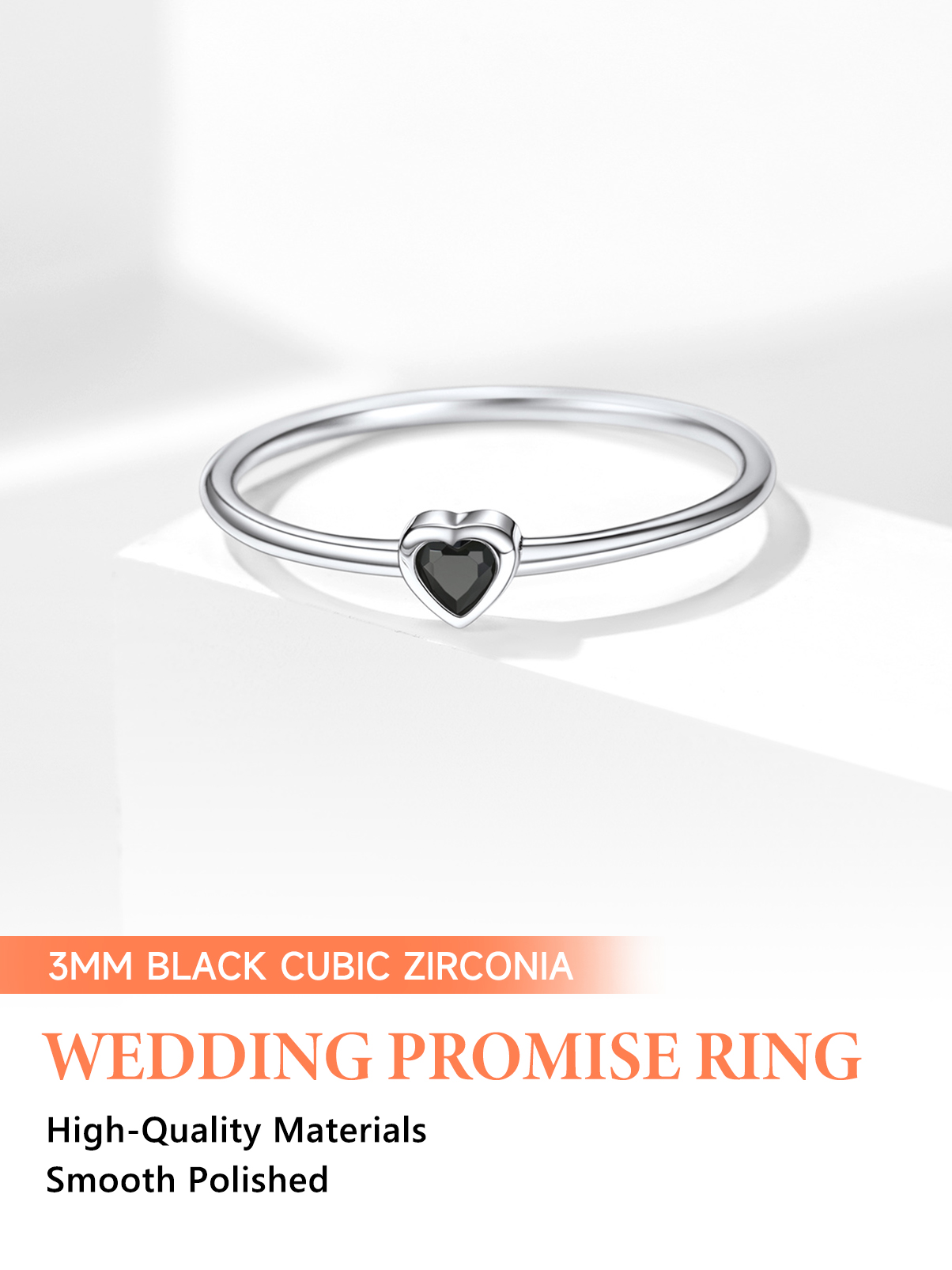 Silvora Sterling Silver Wedding Band Love Heart Engagement Promise Ring with Shiny Cubic Zirconia Jewelry Gift for Christmas Mother's Day Size 8