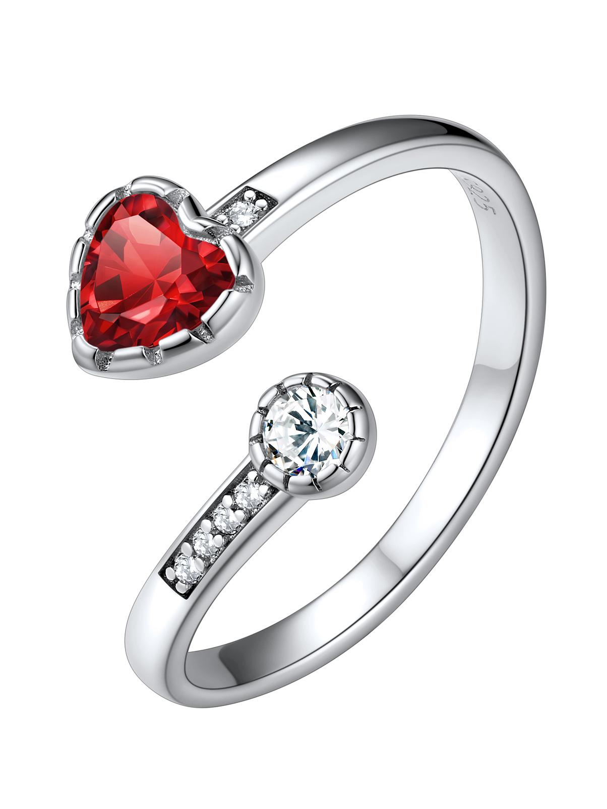 Silvora Adjustable Heart Opal Ring Sterling Silver Open Rings for Women Girls October Birthstone Jewelry Gift for Birthday Mother's Day