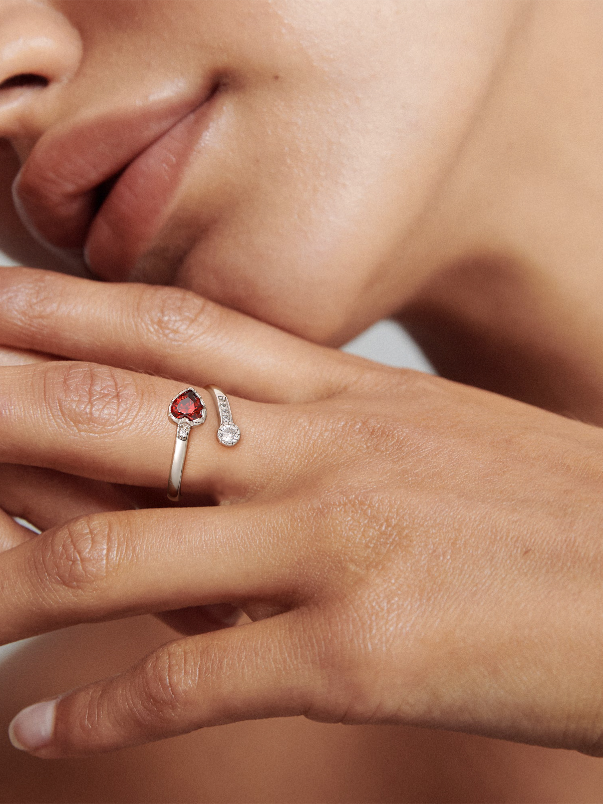 Silvora Adjustable Heart Opal Ring Sterling Silver Open Rings for Women Girls October Birthstone Jewelry Gift for Birthday Mother's Day