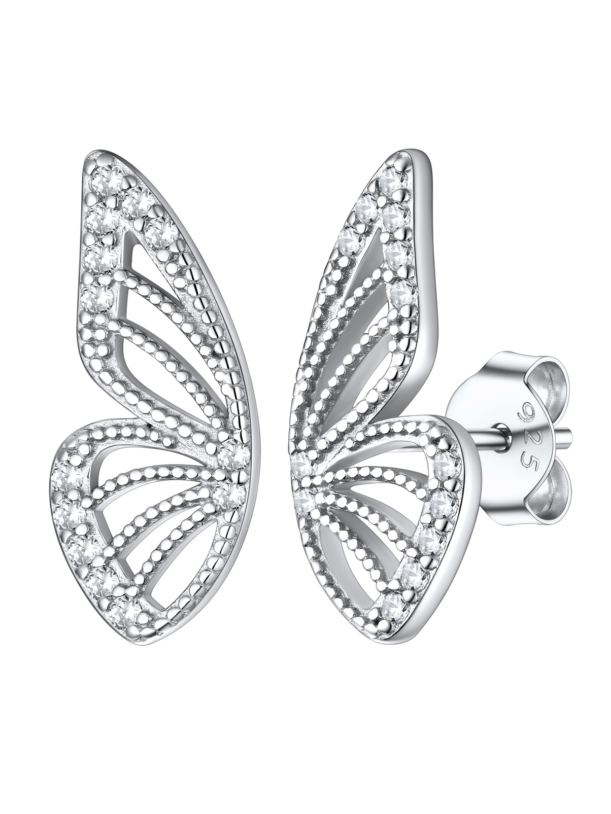 Silvora Sterling Silver Cute Cat Stud Earrings Cubic Zirconia Animal Statement Earrings Birthday Christmas Jewelry Gift for Wife Mom Daughter