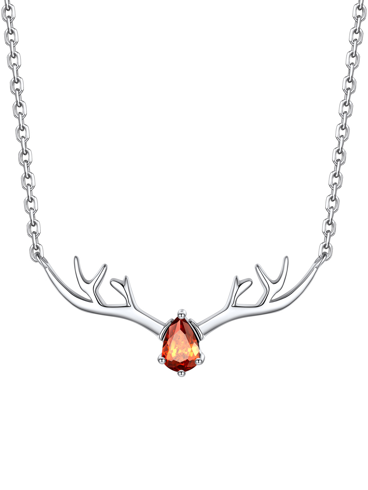 Silvora Cute Antler Deer Pendant Necklaces Sterling Silver Synthetic Turquoise Gemstone Crystal Necklace Christmas Gift for Women Girls