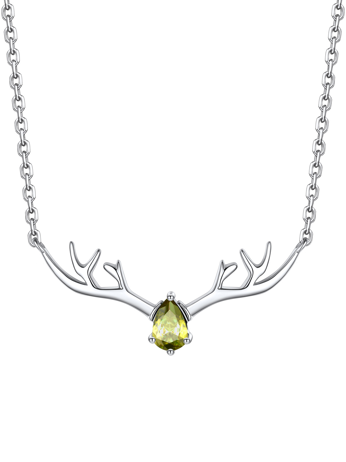 Silvora Cute Antler Deer Pendant Necklaces Sterling Silver Synthetic Turquoise Gemstone Crystal Necklace Christmas Gift for Women Girls