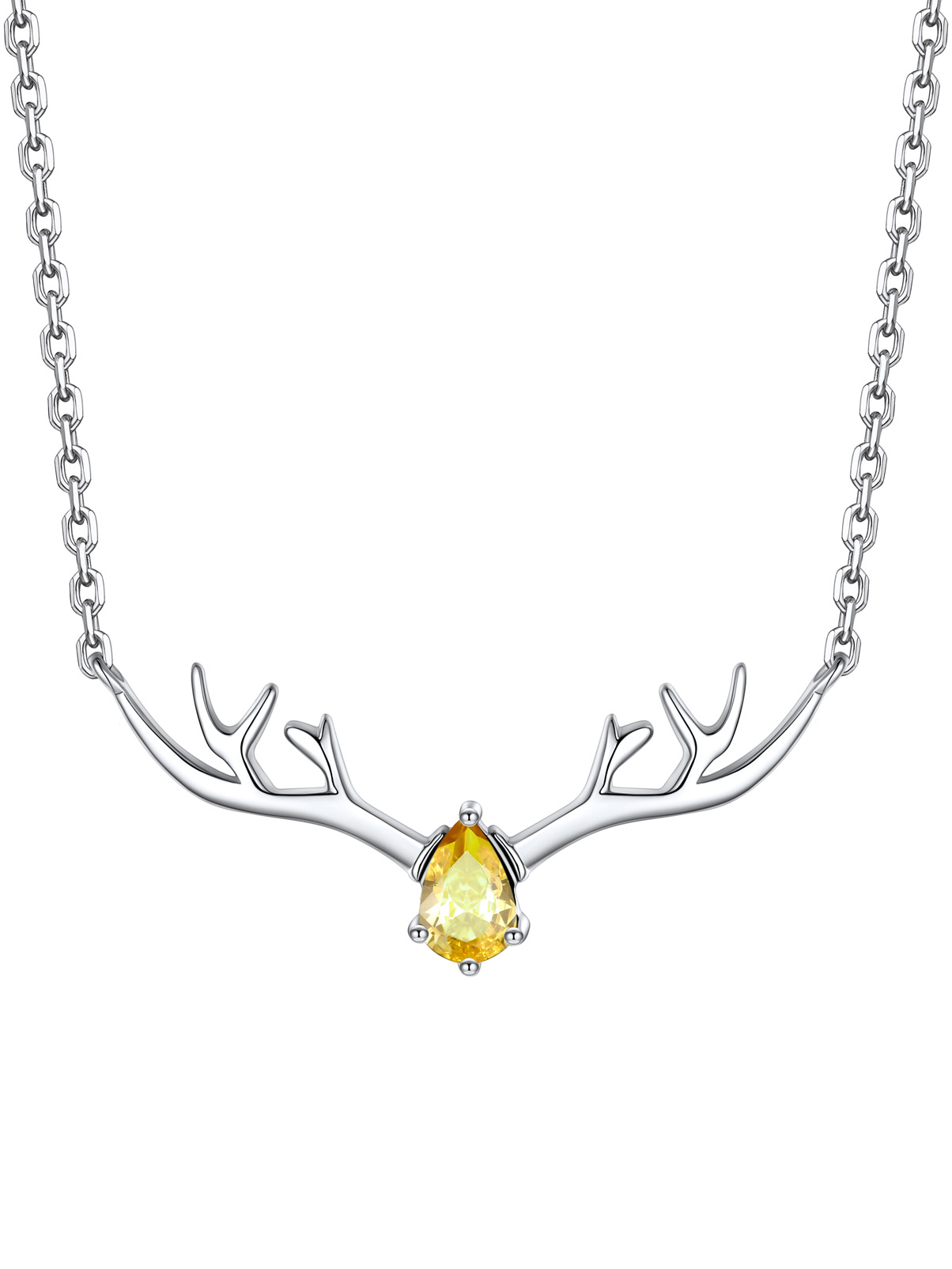 Silvora Cute Antler Deer Pendant Necklaces Sterling Silver Synthetic Turquoise Gemstone Crystal Necklace Christmas Gift for Women Girls