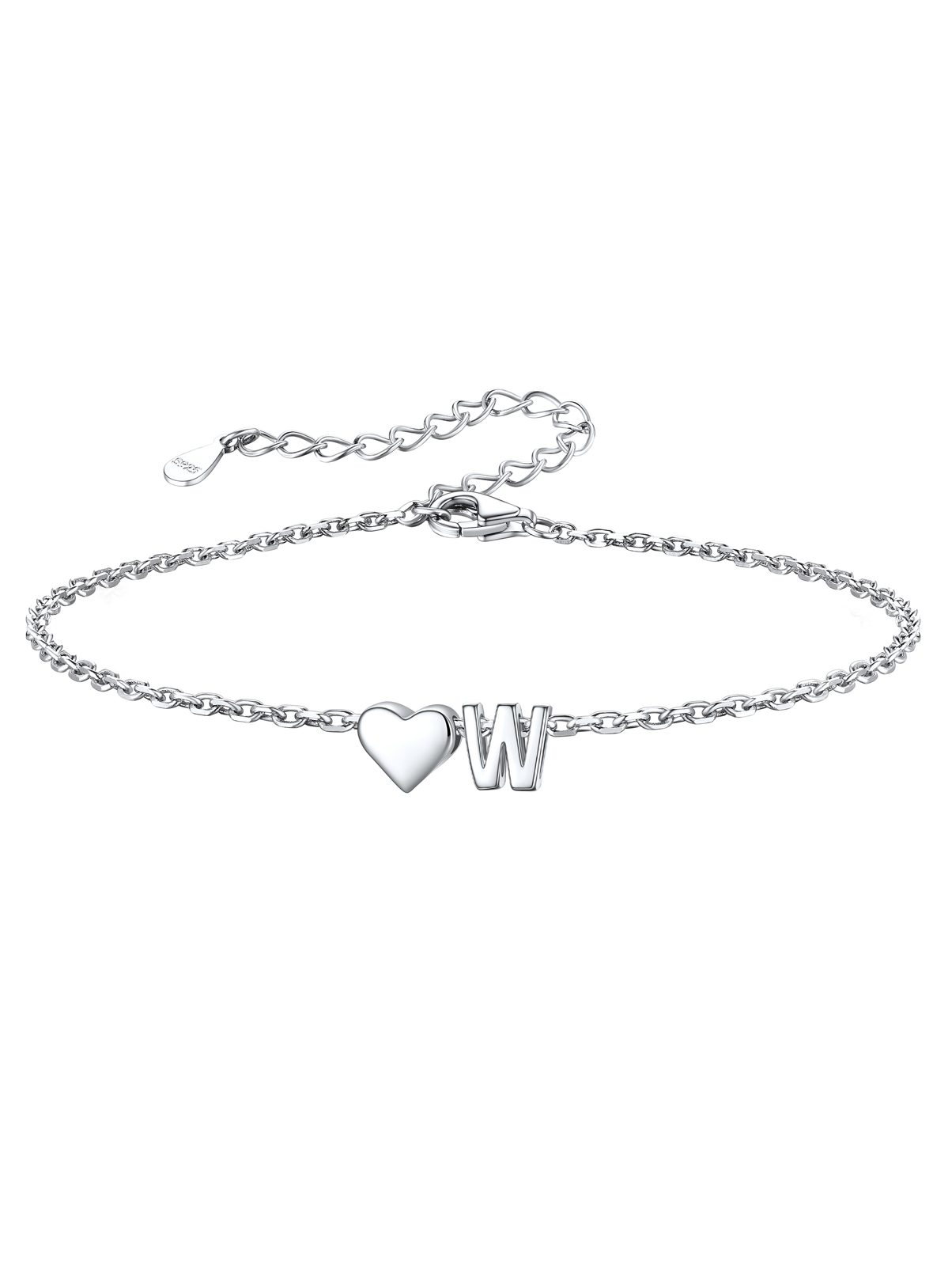 Silvora Women Silver Initial Bracelet with Heart Charm, Personalized 26 Letter Heart Bracelet Jewelry Gift for Teen Girls Daughter Mom (K)