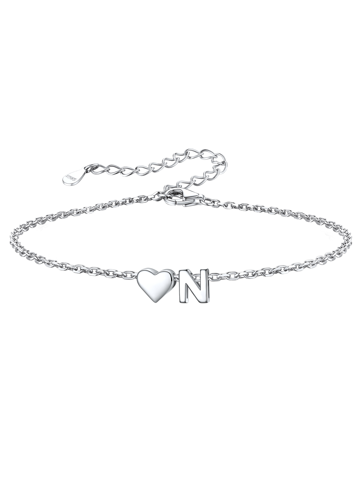 Silvora Women Silver Initial Bracelet with Heart Charm, Personalized 26 Letter Heart Bracelet Jewelry Gift for Teen Girls Daughter Mom (K)