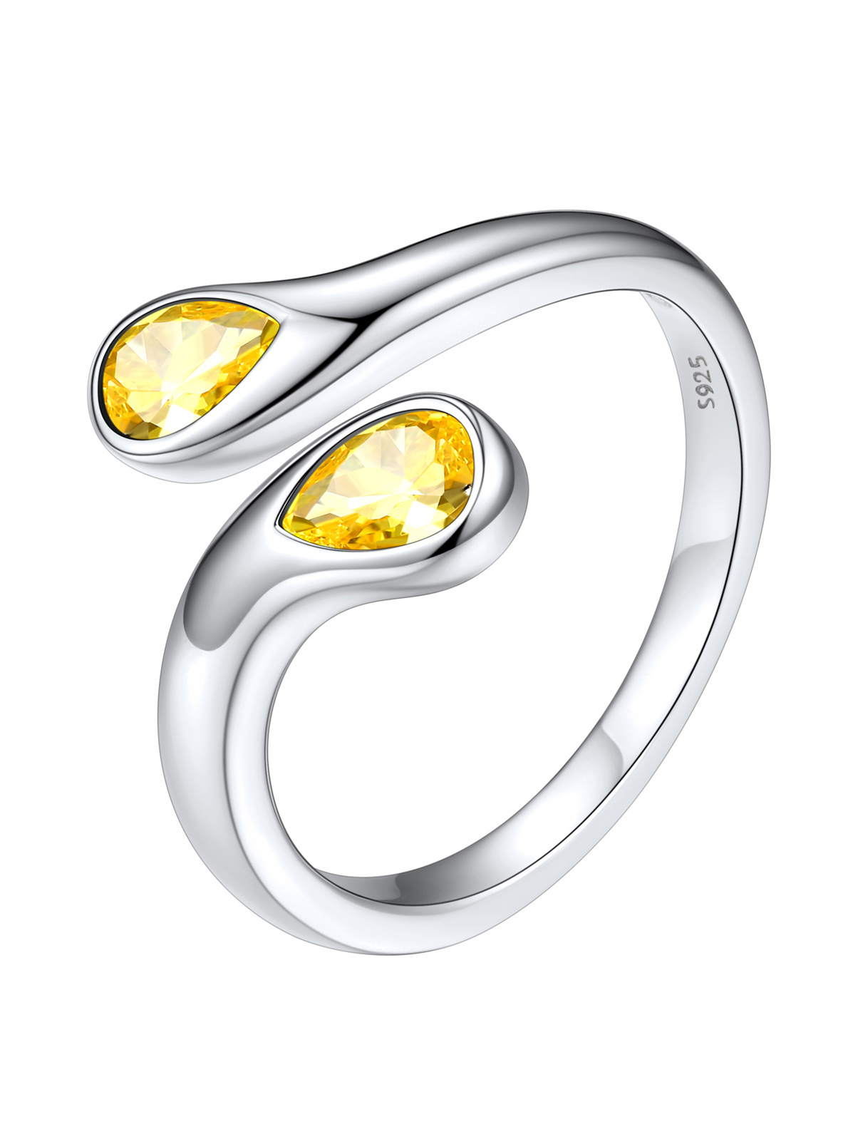 Silvora 925 Sterling Silver Adjustable Ring Pear Birthstone Open Rings for Women Daughter Girlfriend Mother (March, Synthetic Aquamarine)