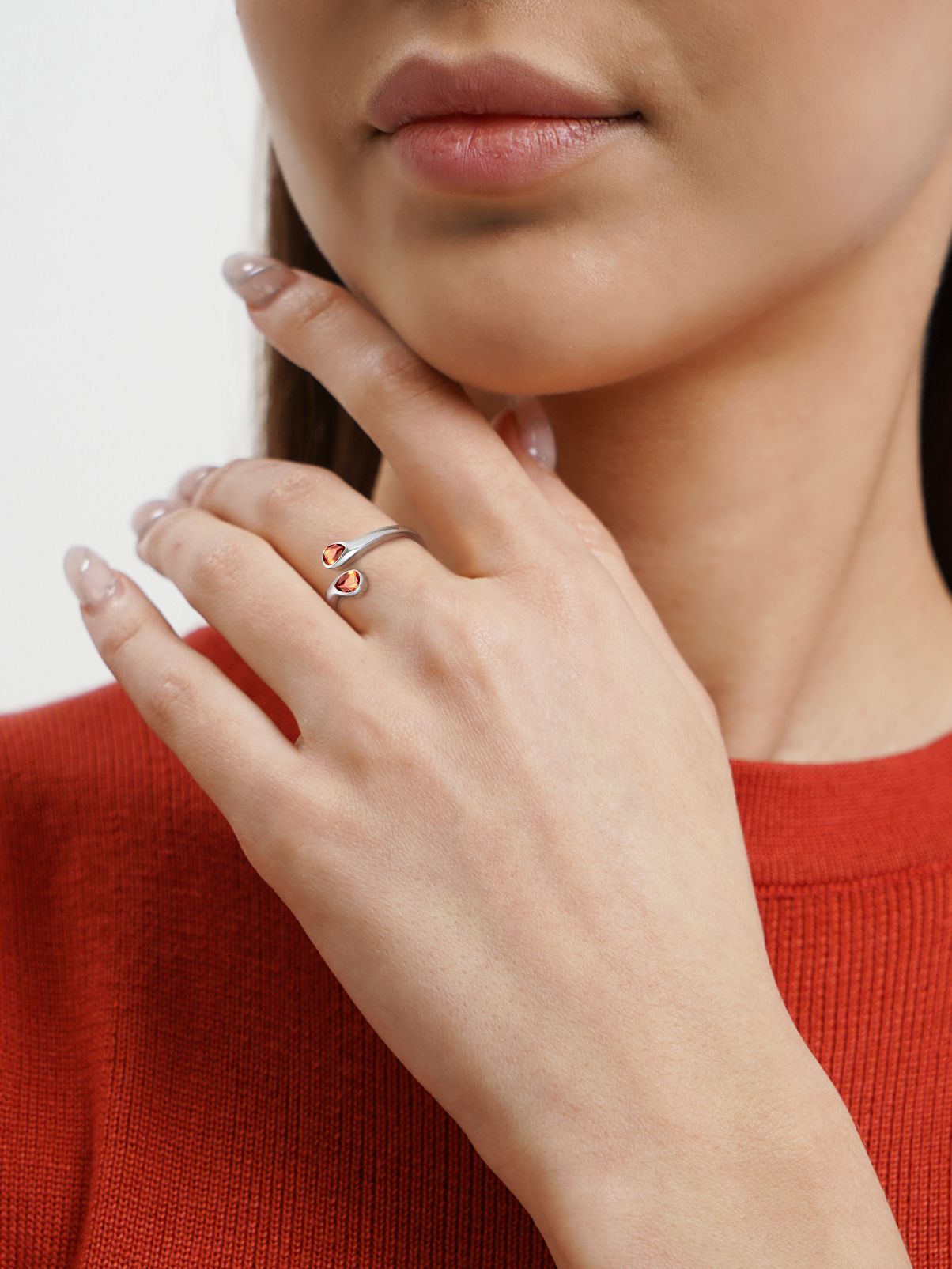 Silvora 925 Sterling Silver Adjustable Ring Pear Birthstone Open Rings for Women Daughter Girlfriend Mother (March, Synthetic Aquamarine)