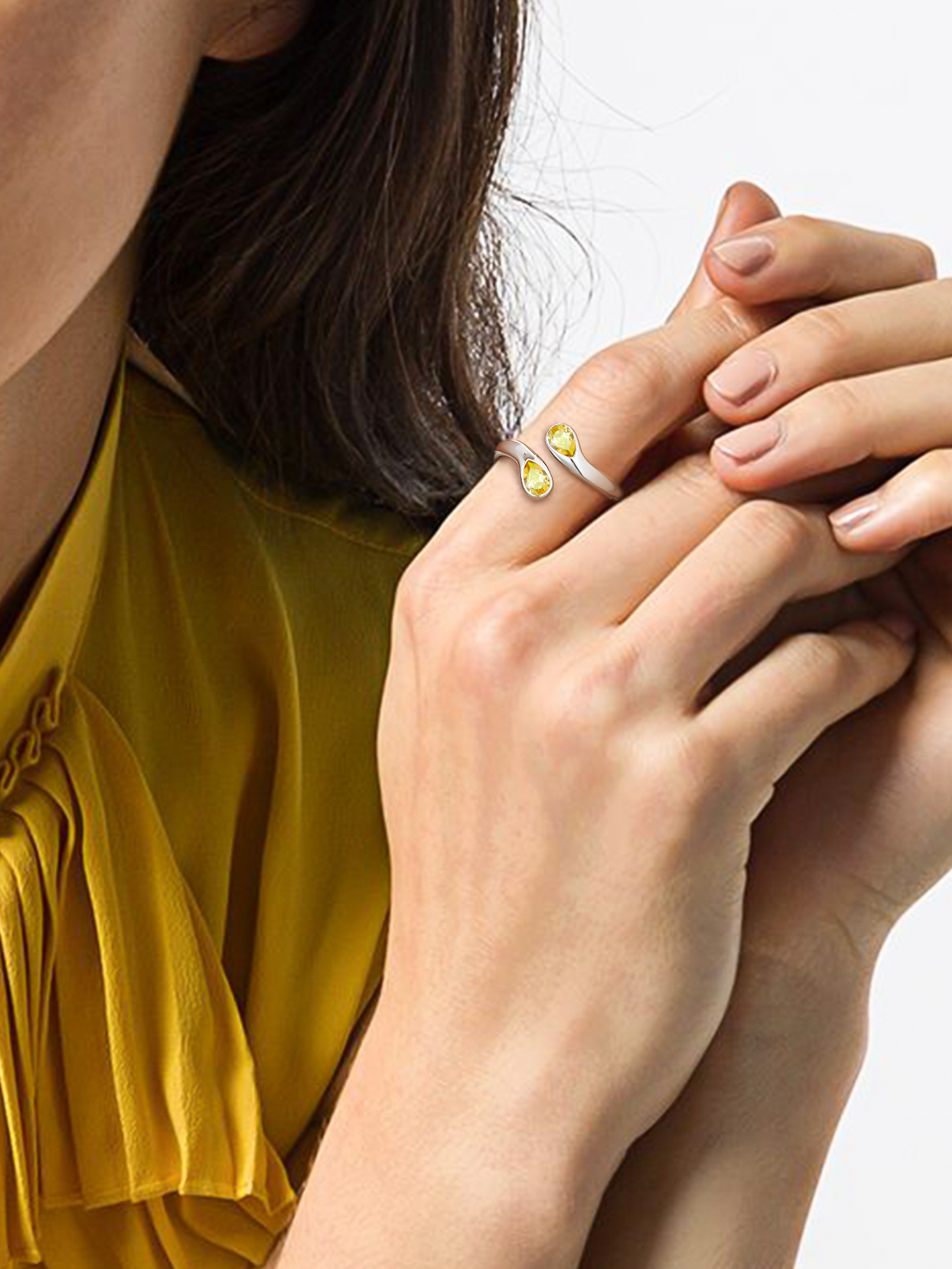 Silvora 925 Sterling Silver Adjustable Ring Pear Birthstone Open Rings for Women Daughter Girlfriend Mother (March, Synthetic Aquamarine)