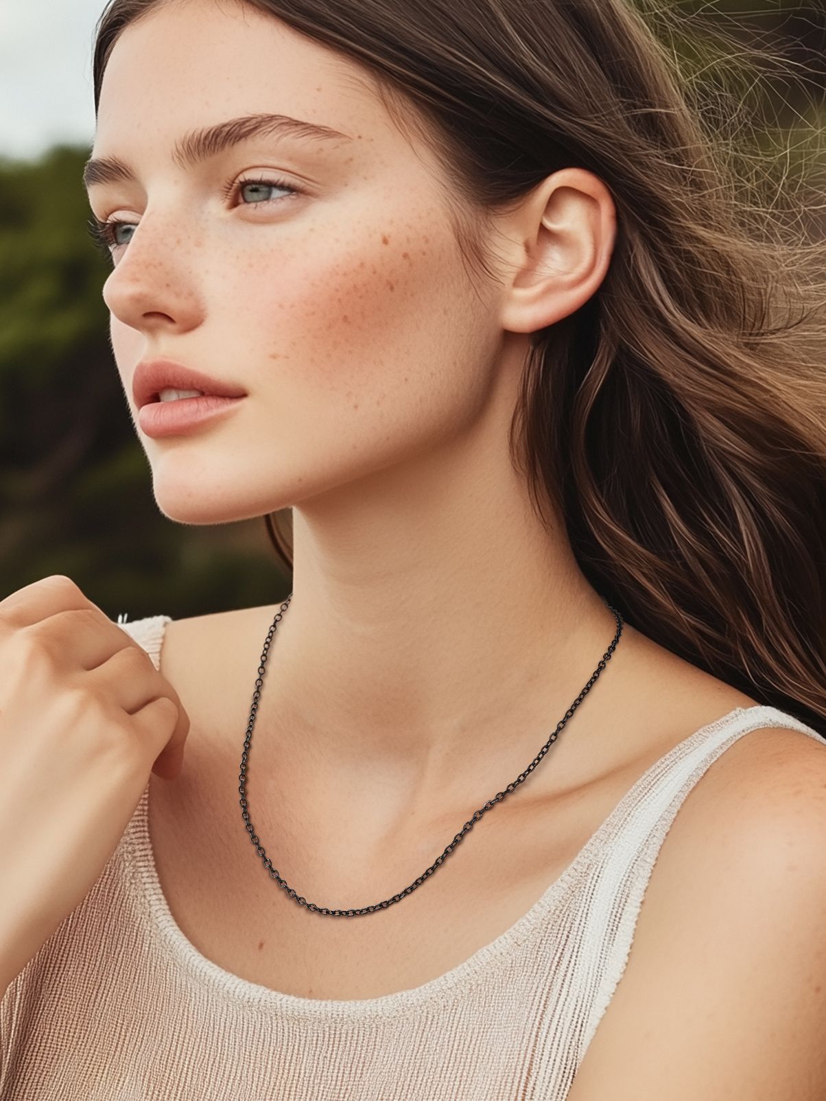 Silvora 2mm Hypoallergenic Chains for Pendant Stainless Steel Necklace for Women Rolo Cable Chain 14-30 inches