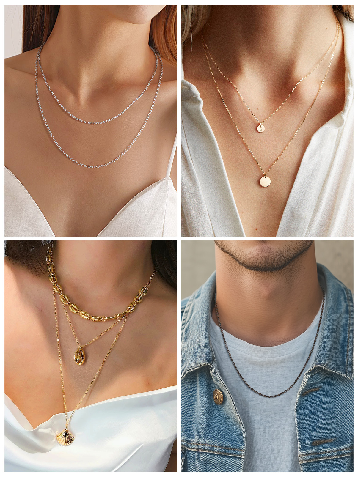 Silvora 2mm Hypoallergenic Chains for Pendant Stainless Steel Necklace for Women Rolo Cable Chain 14-30 inches