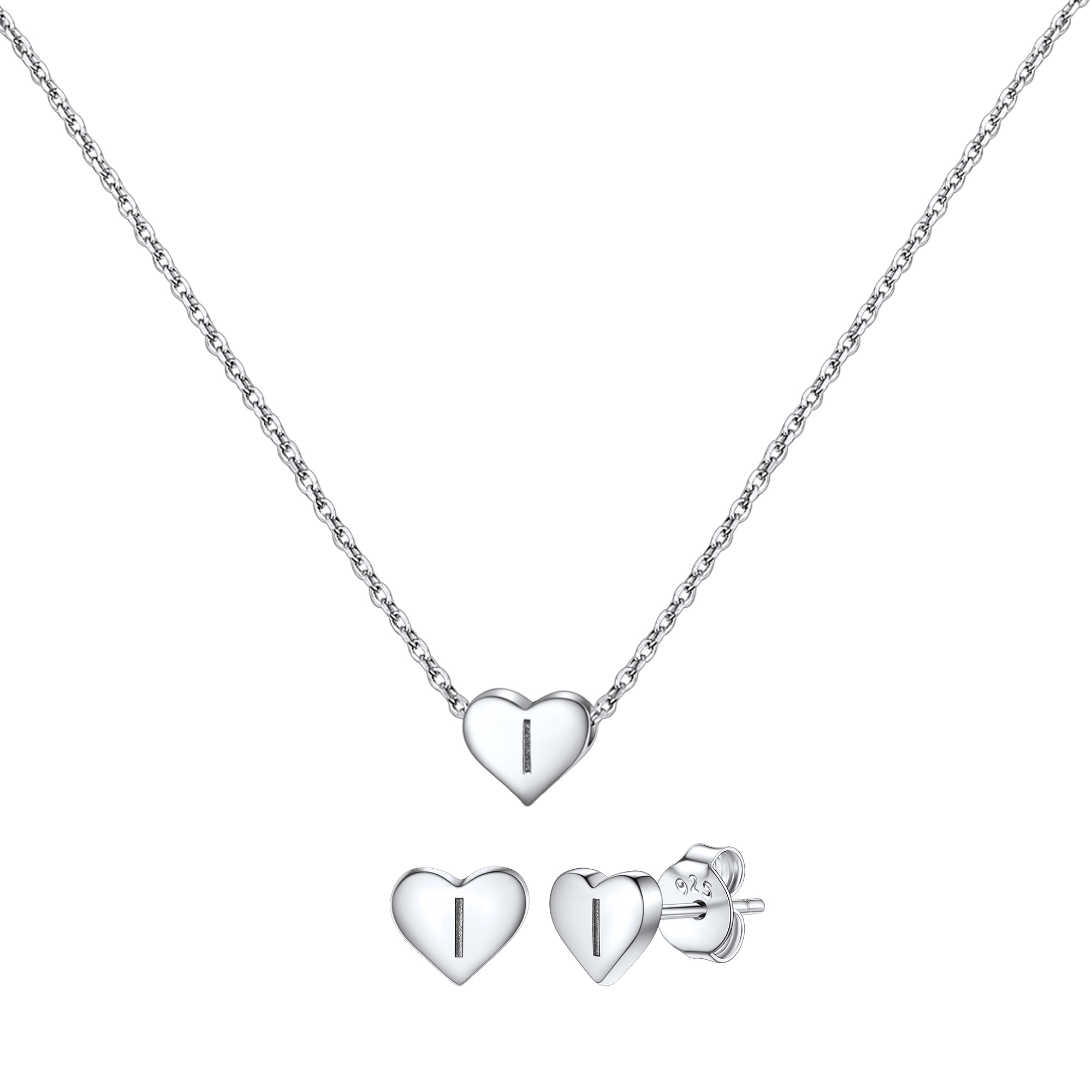 Silvora Initial Bracelet & Necklace Sets for Women Silver Heart Letter Pendant Jewelry Set Birthday Christmas Mother's Day Valentines Gifts with Box