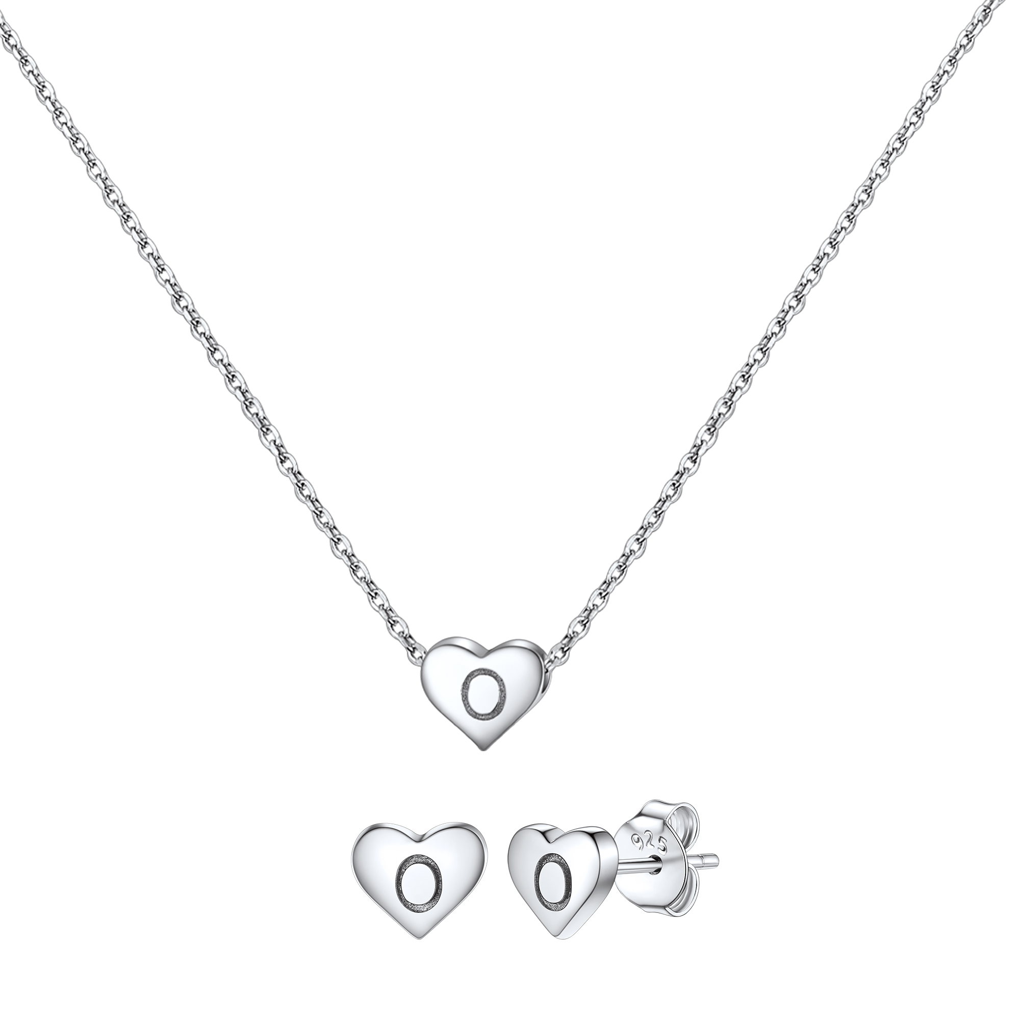 Silvora Initial Bracelet & Necklace Sets for Women Silver Heart Letter Pendant Jewelry Set Birthday Christmas Mother's Day Valentines Gifts with Box