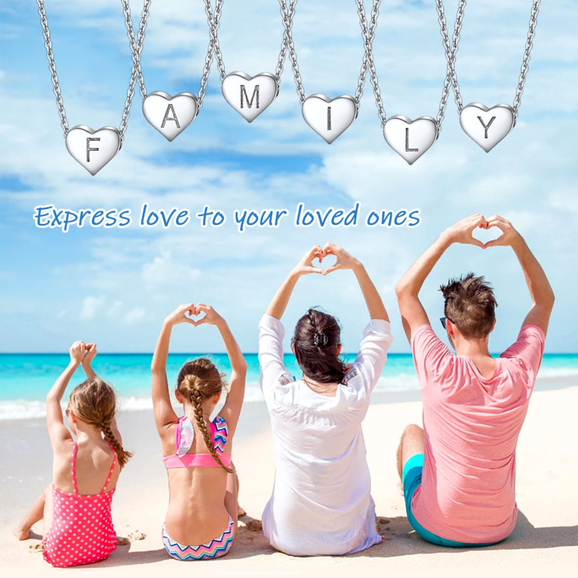 Silvora Initial Bracelet & Necklace Sets for Women Silver Heart Letter Pendant Jewelry Set Birthday Christmas Mother's Day Valentines Gifts with Box