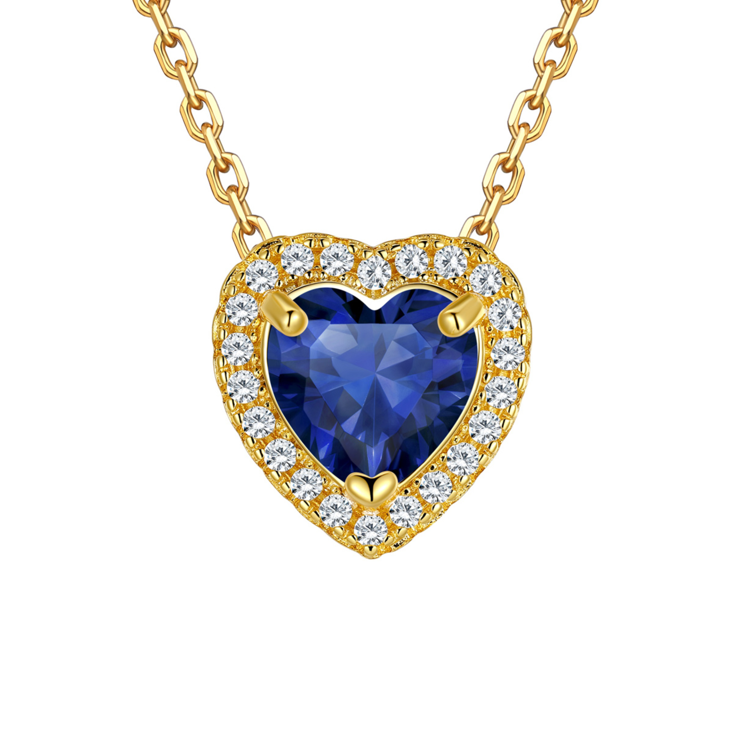 Silvora 14k Gold Plated Birthstone Neckalces for Women Heat Shape Pendant Simulated Diamond Crystal Dainty Christmas Birthday Valentines Gift