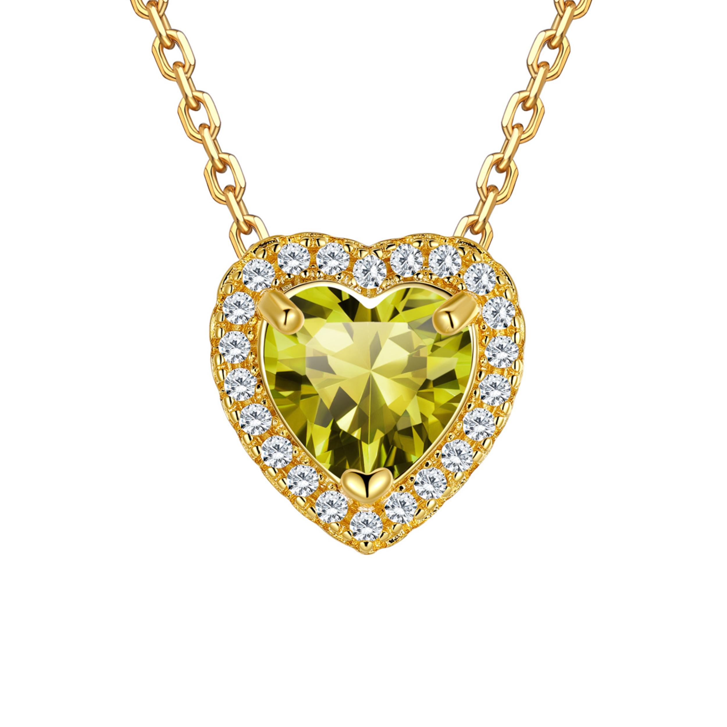 Silvora 14k Gold Plated Birthstone Neckalces for Women Heat Shape Pendant Simulated Diamond Crystal Dainty Christmas Birthday Valentines Gift