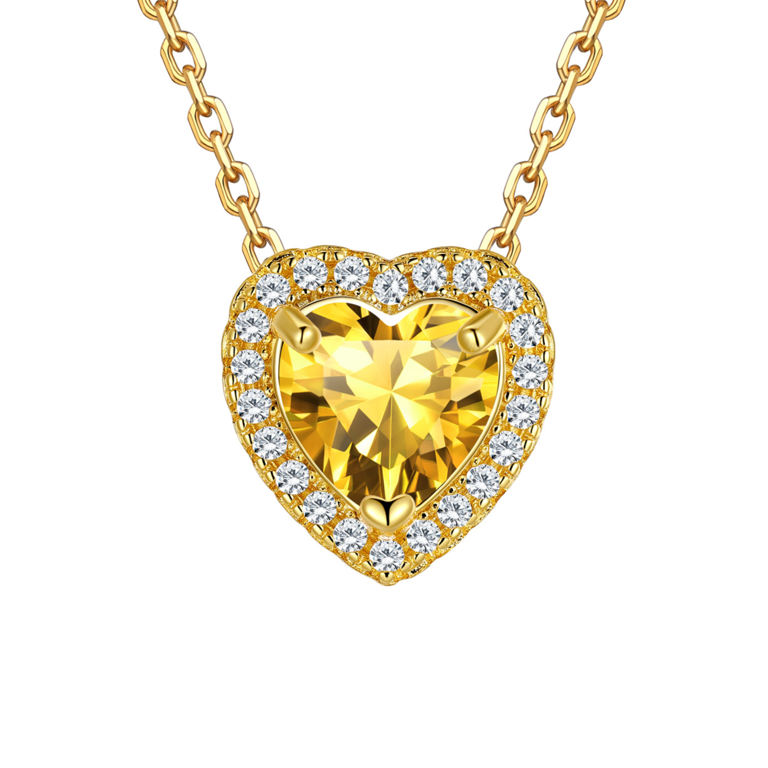 Silvora 14k Gold Plated Birthstone Neckalces for Women Heat Shape Pendant Simulated Diamond Crystal Dainty Christmas Birthday Valentines Gift