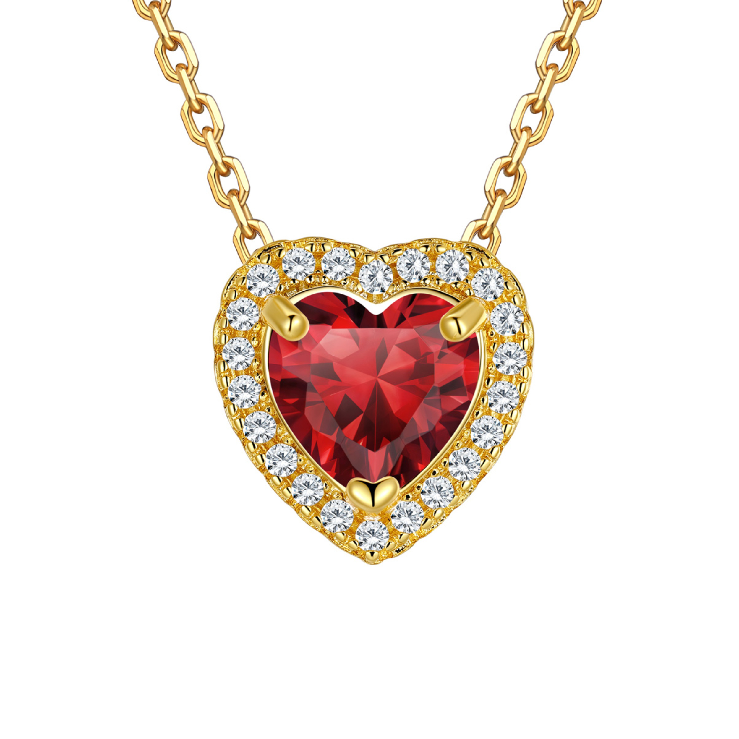 Silvora 14k Gold Plated Birthstone Neckalces for Women Heat Shape Pendant Simulated Diamond Crystal Dainty Christmas Birthday Valentines Gift