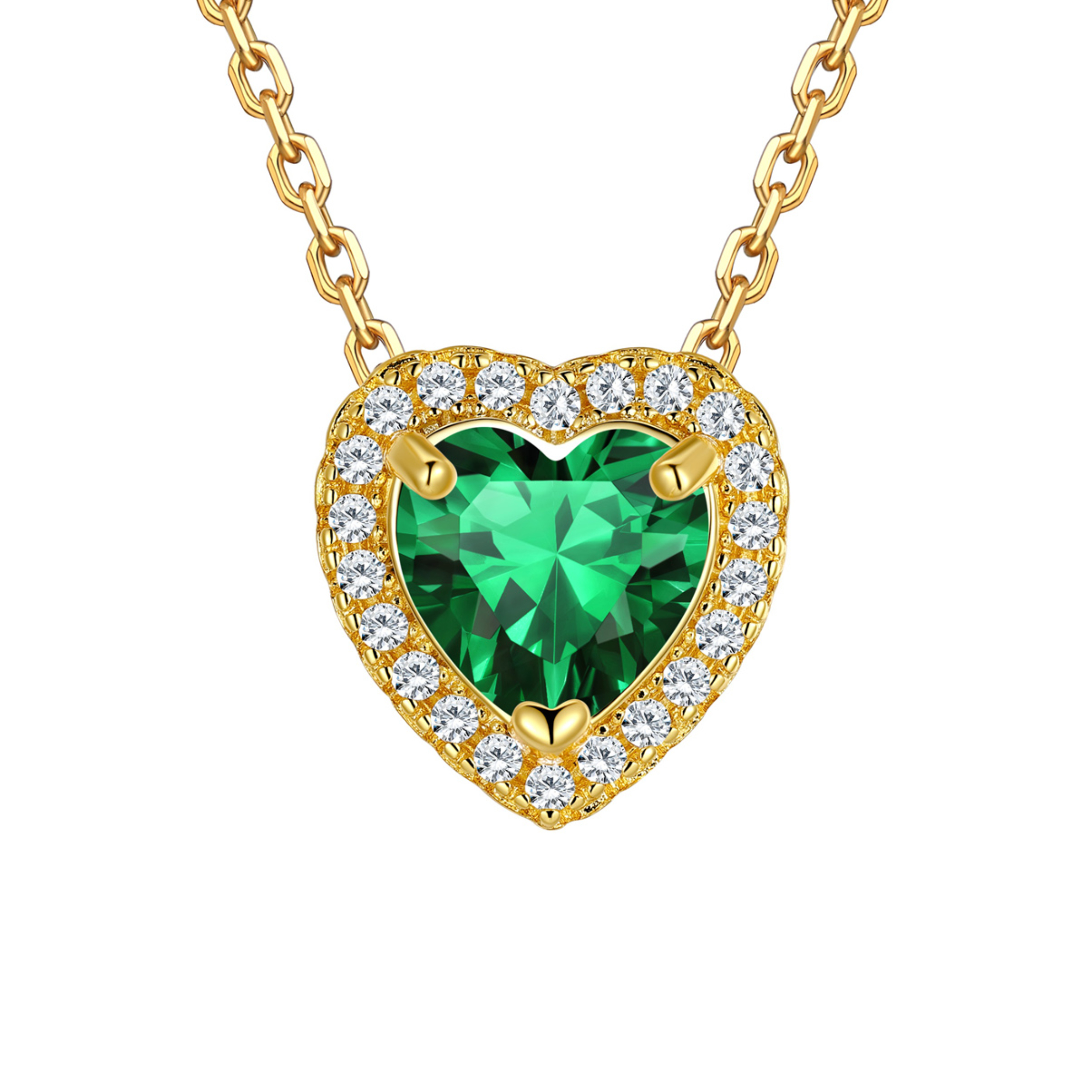 Silvora 14k Gold Plated Birthstone Neckalces for Women Heat Shape Pendant Simulated Diamond Crystal Dainty Christmas Birthday Valentines Gift