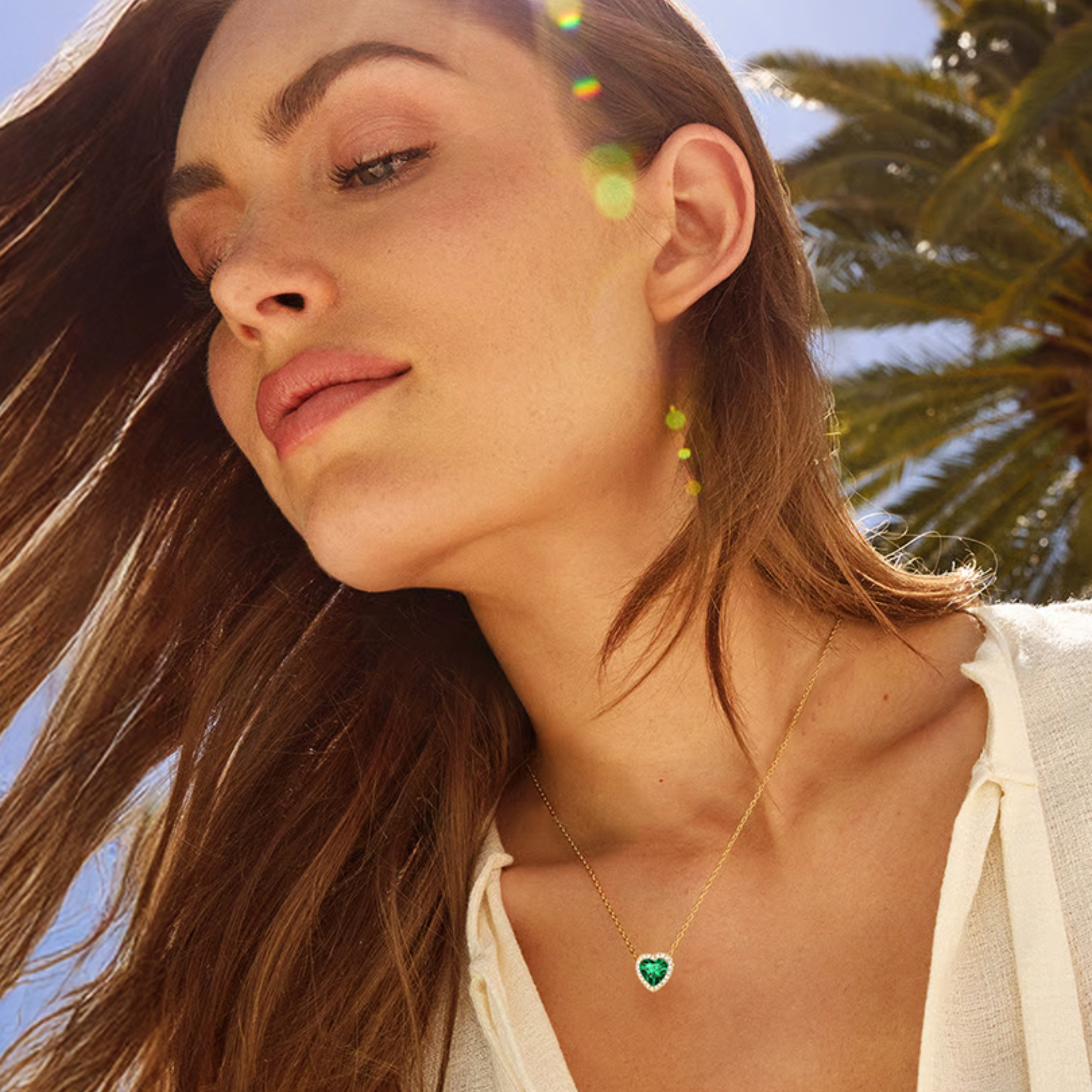 Silvora 14k Gold Plated Birthstone Neckalces for Women Heat Shape Pendant Simulated Diamond Crystal Dainty Christmas Birthday Valentines Gift