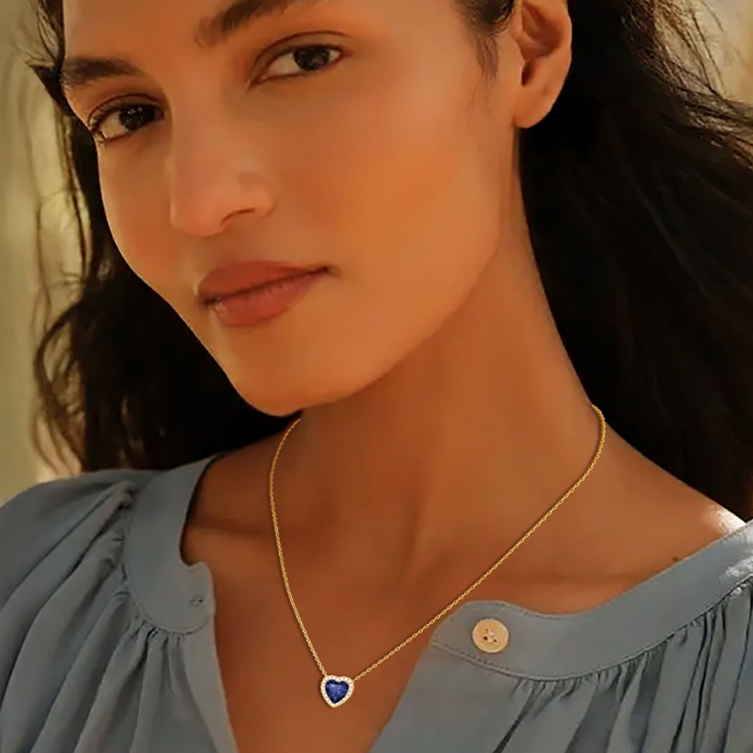 Silvora 14k Gold Plated Birthstone Neckalces for Women Heat Shape Pendant Simulated Diamond Crystal Dainty Christmas Birthday Valentines Gift