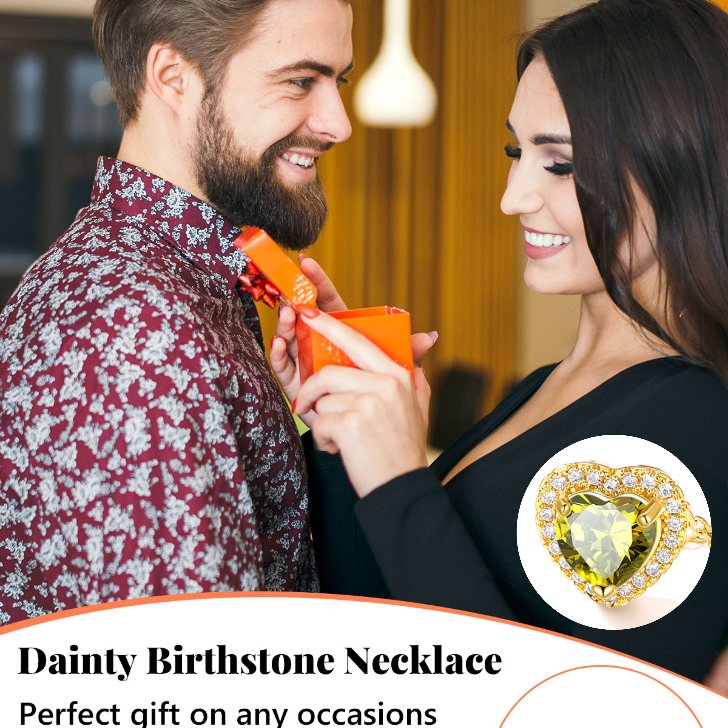 Silvora 14k Gold Plated Birthstone Neckalces for Women Heat Shape Pendant Simulated Diamond Crystal Dainty Christmas Birthday Valentines Gift