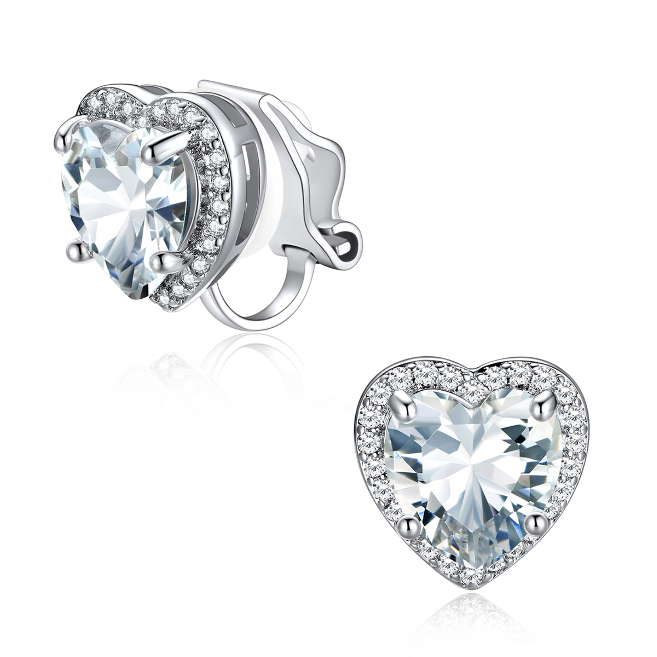 Silvora Women's Heart Shaped January Birthstone Clip on Earrings Simulated Garnet Dainty Non Pierced Earring Jewelry Daughter Wife Granddaughter Birthday Christmas Valentines Gifts