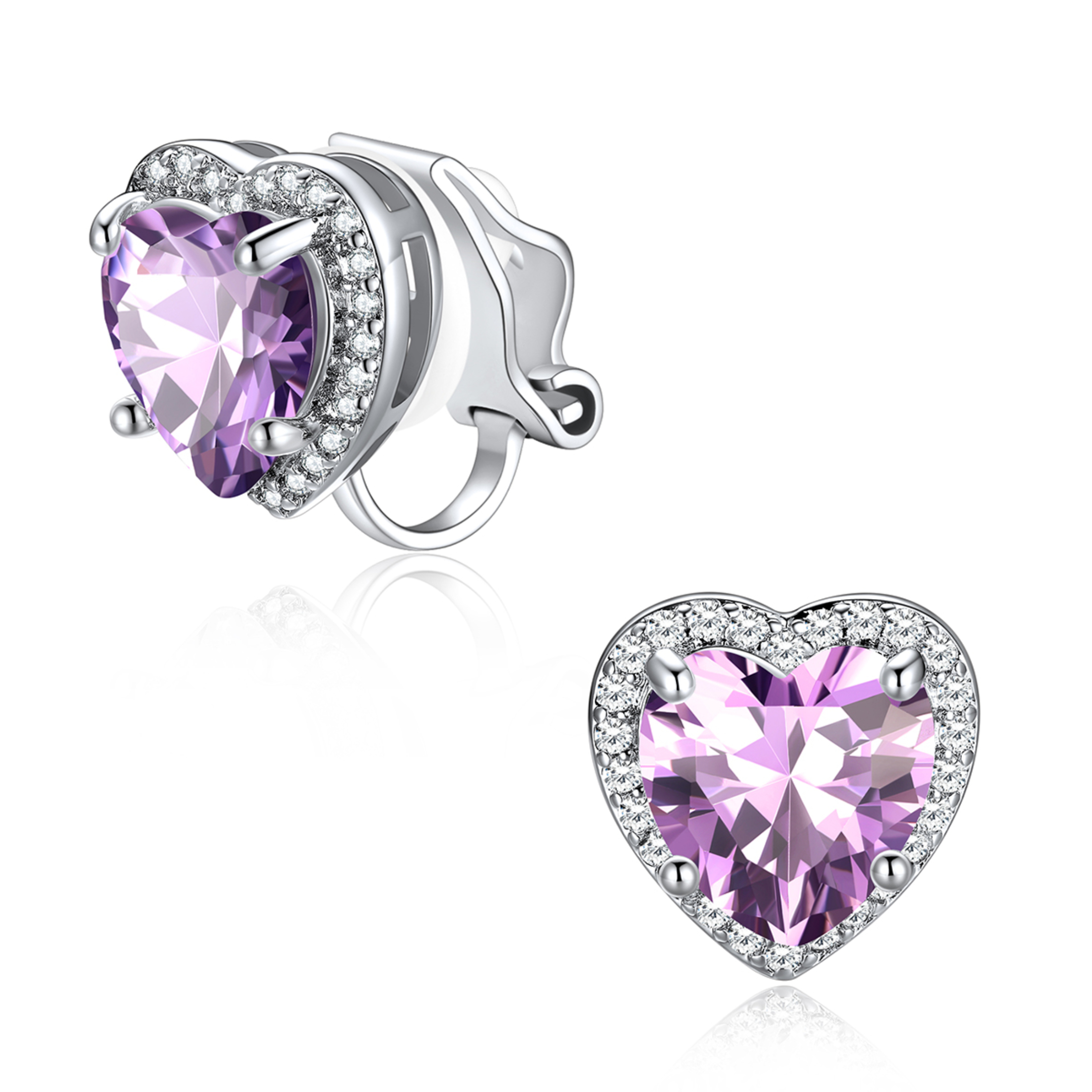 Silvora Women's Heart Shaped January Birthstone Clip on Earrings Simulated Garnet Dainty Non Pierced Earring Jewelry Daughter Wife Granddaughter Birthday Christmas Valentines Gifts