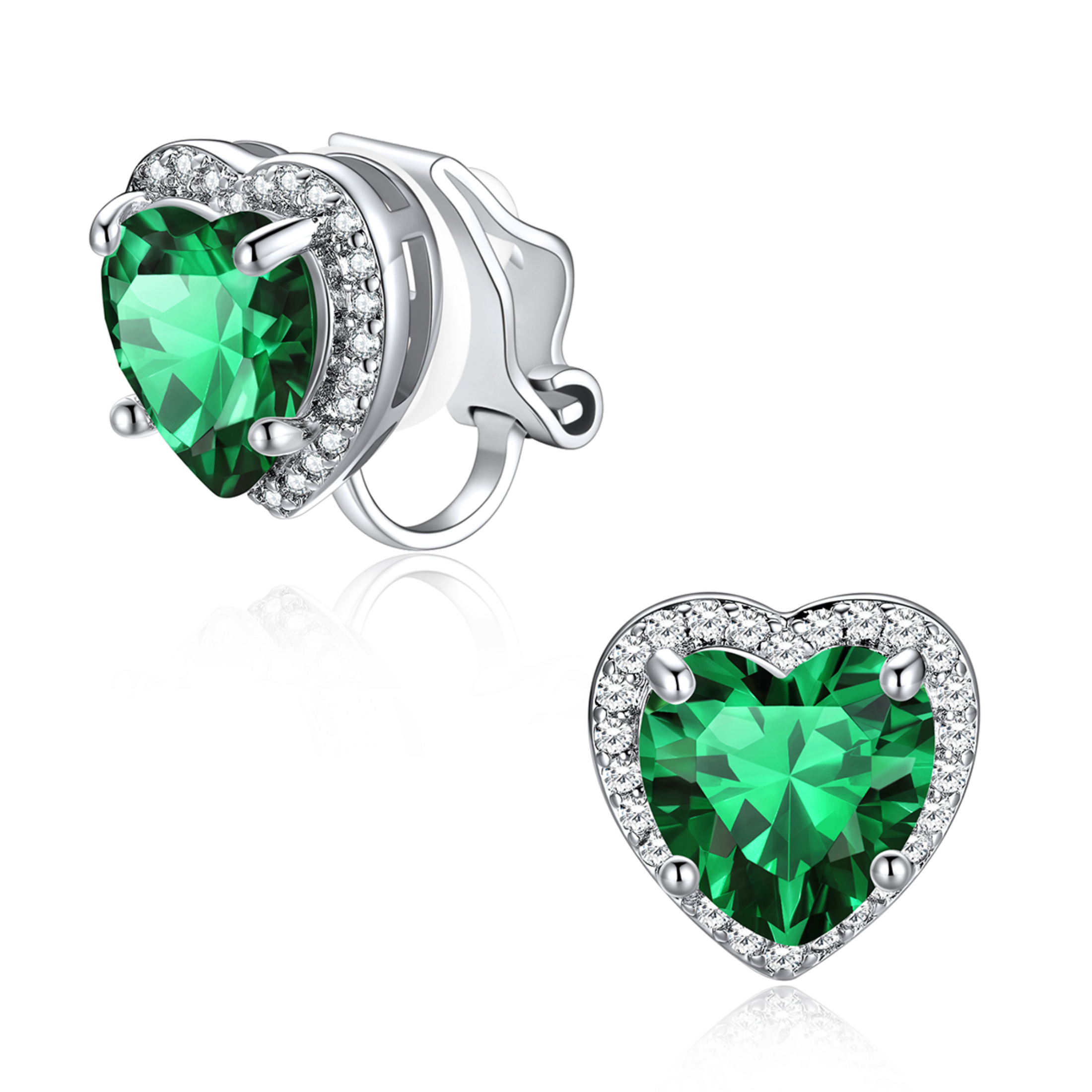 Silvora Women's Heart Shaped January Birthstone Clip on Earrings Simulated Garnet Dainty Non Pierced Earring Jewelry Daughter Wife Granddaughter Birthday Christmas Valentines Gifts