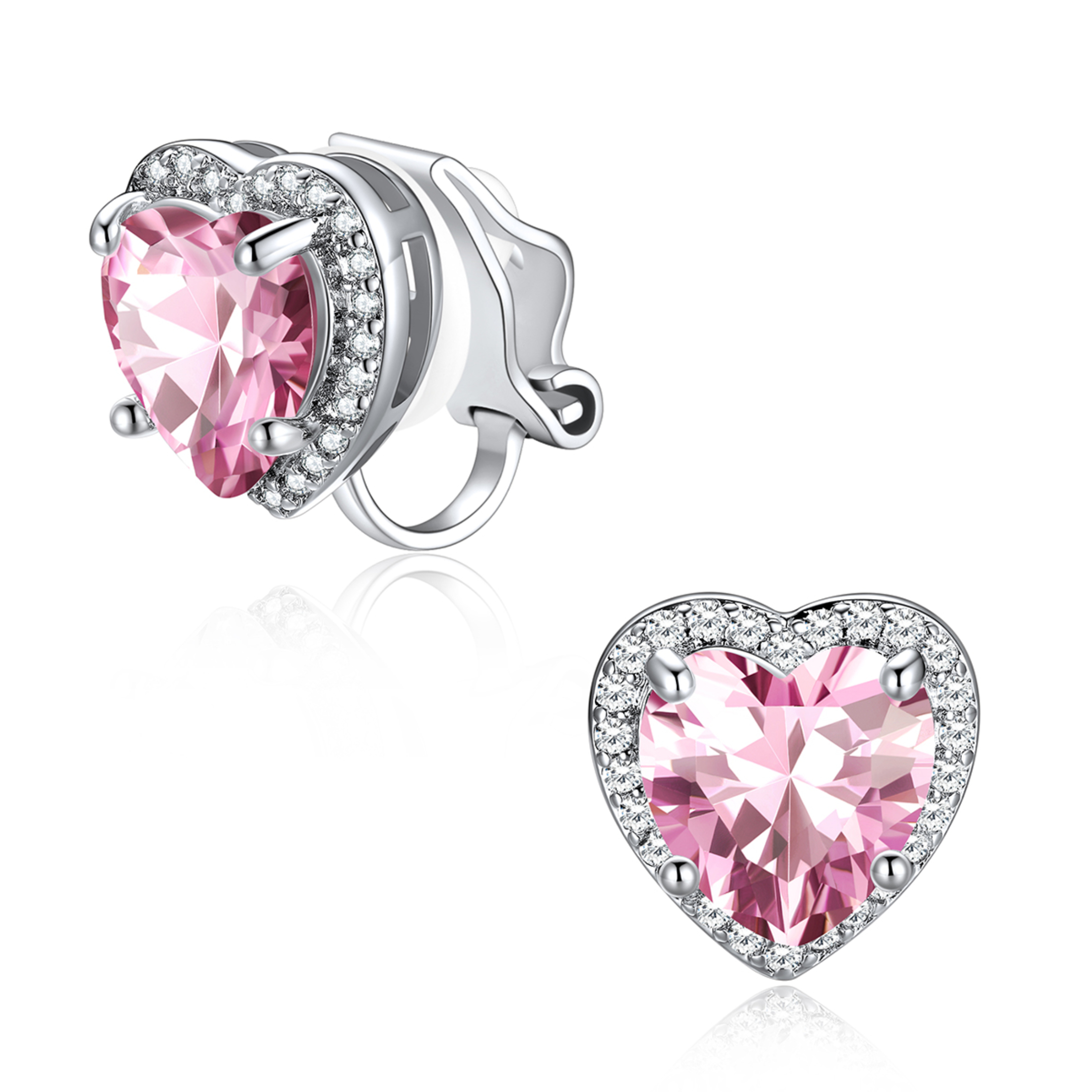 Silvora Women's Heart Shaped January Birthstone Clip on Earrings Simulated Garnet Dainty Non Pierced Earring Jewelry Daughter Wife Granddaughter Birthday Christmas Valentines Gifts