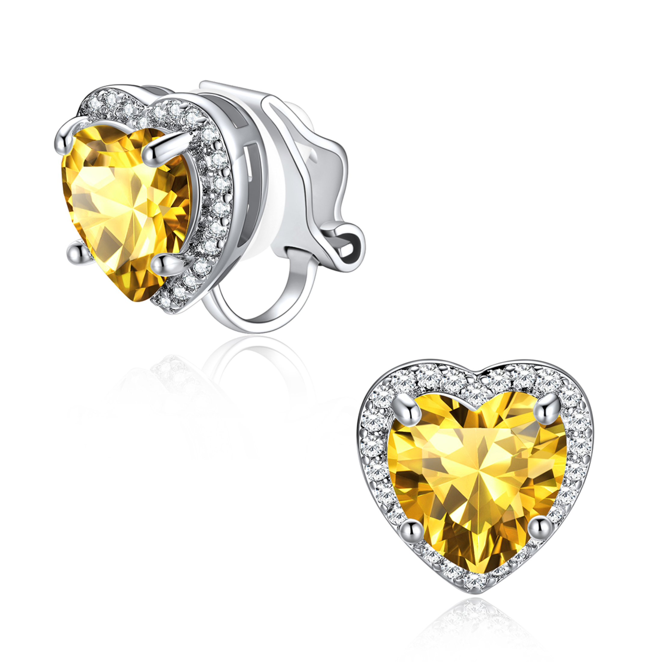 Silvora Women's Heart Shaped January Birthstone Clip on Earrings Simulated Garnet Dainty Non Pierced Earring Jewelry Daughter Wife Granddaughter Birthday Christmas Valentines Gifts