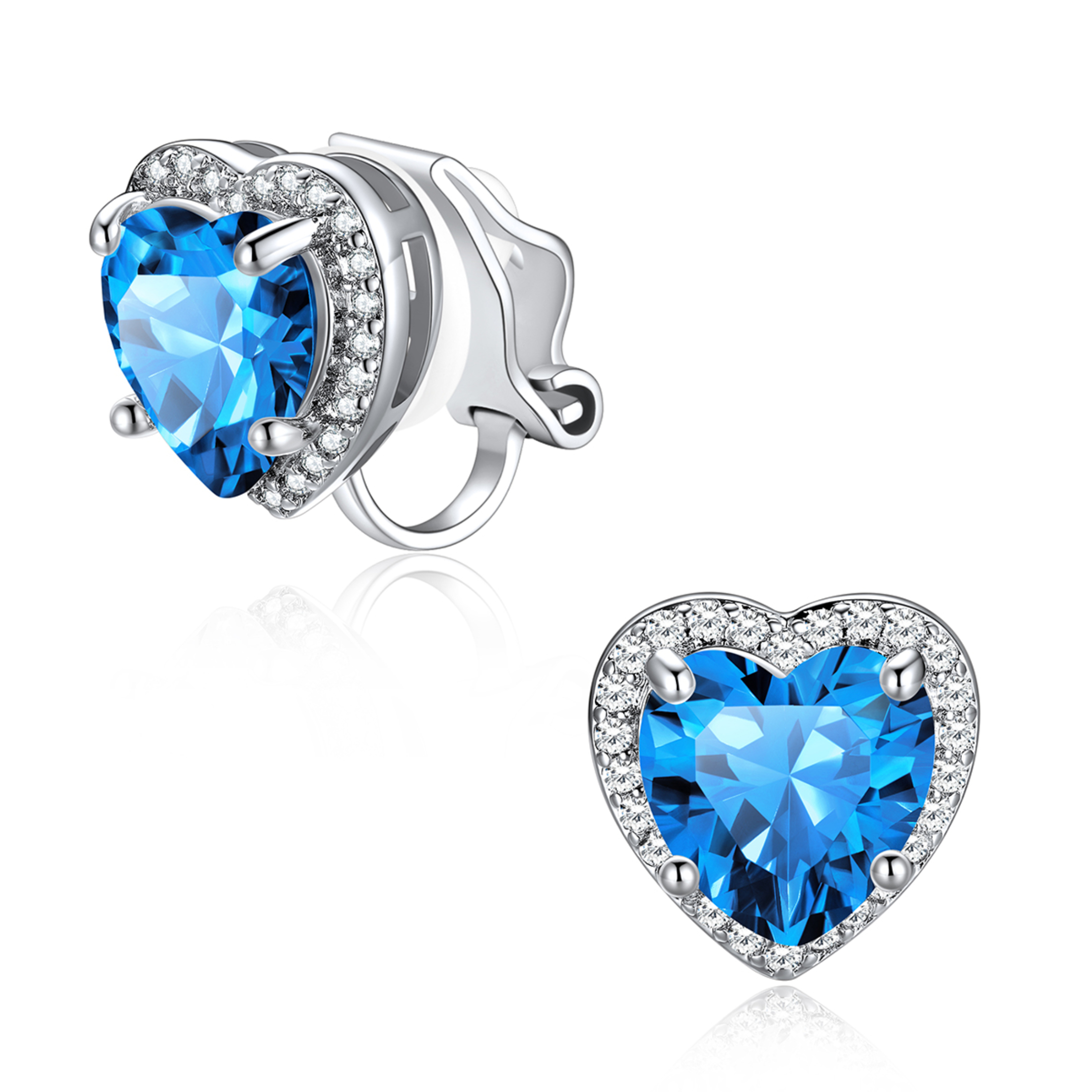 Silvora Women's Heart Shaped January Birthstone Clip on Earrings Simulated Garnet Dainty Non Pierced Earring Jewelry Daughter Wife Granddaughter Birthday Christmas Valentines Gifts