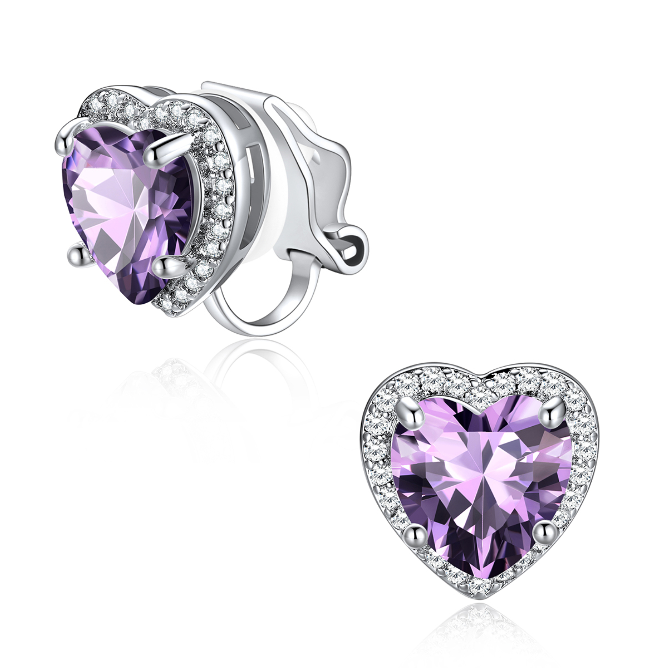 Silvora Women's Heart Shaped January Birthstone Clip on Earrings Simulated Garnet Dainty Non Pierced Earring Jewelry Daughter Wife Granddaughter Birthday Christmas Valentines Gifts