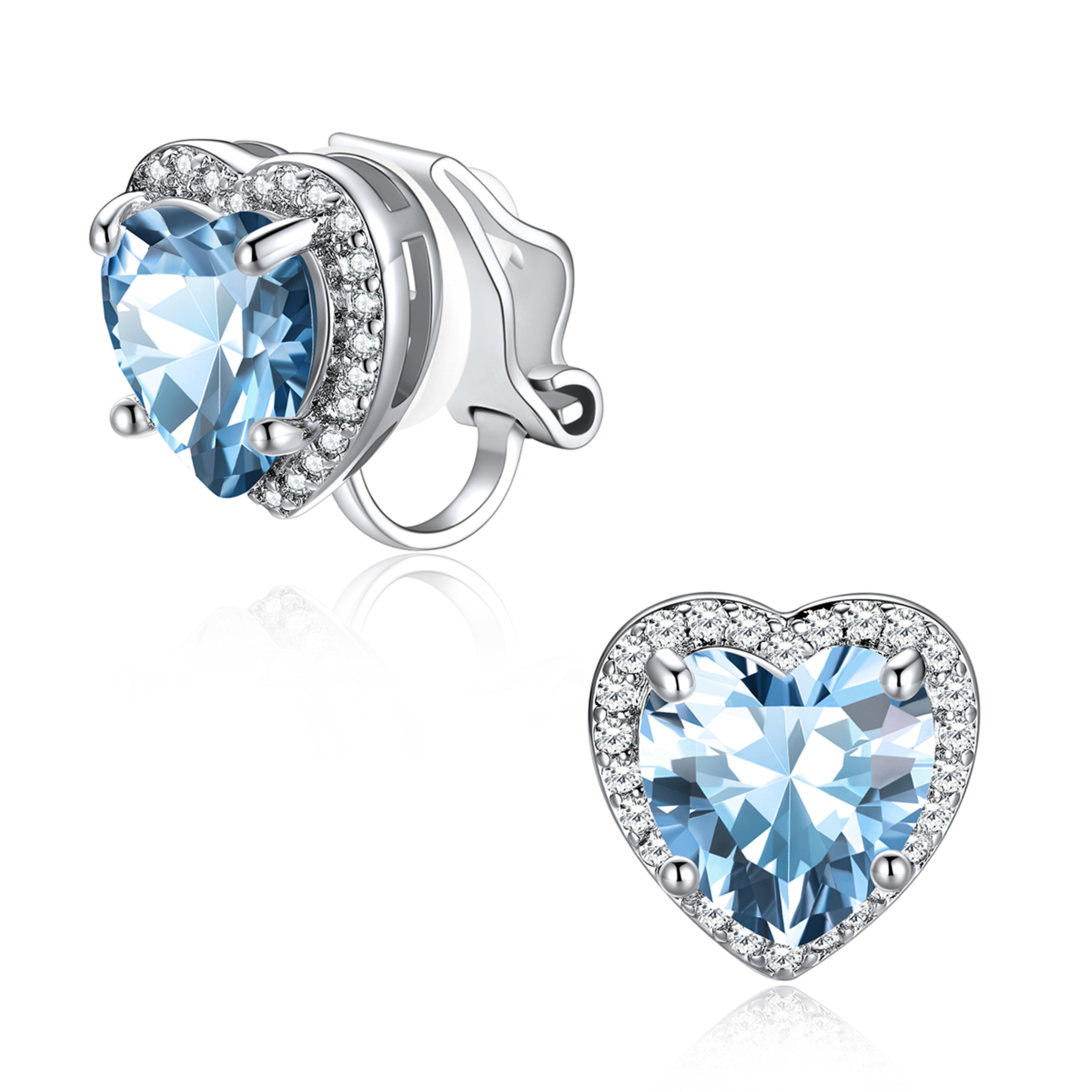 Silvora Women's Heart Shaped January Birthstone Clip on Earrings Simulated Garnet Dainty Non Pierced Earring Jewelry Daughter Wife Granddaughter Birthday Christmas Valentines Gifts