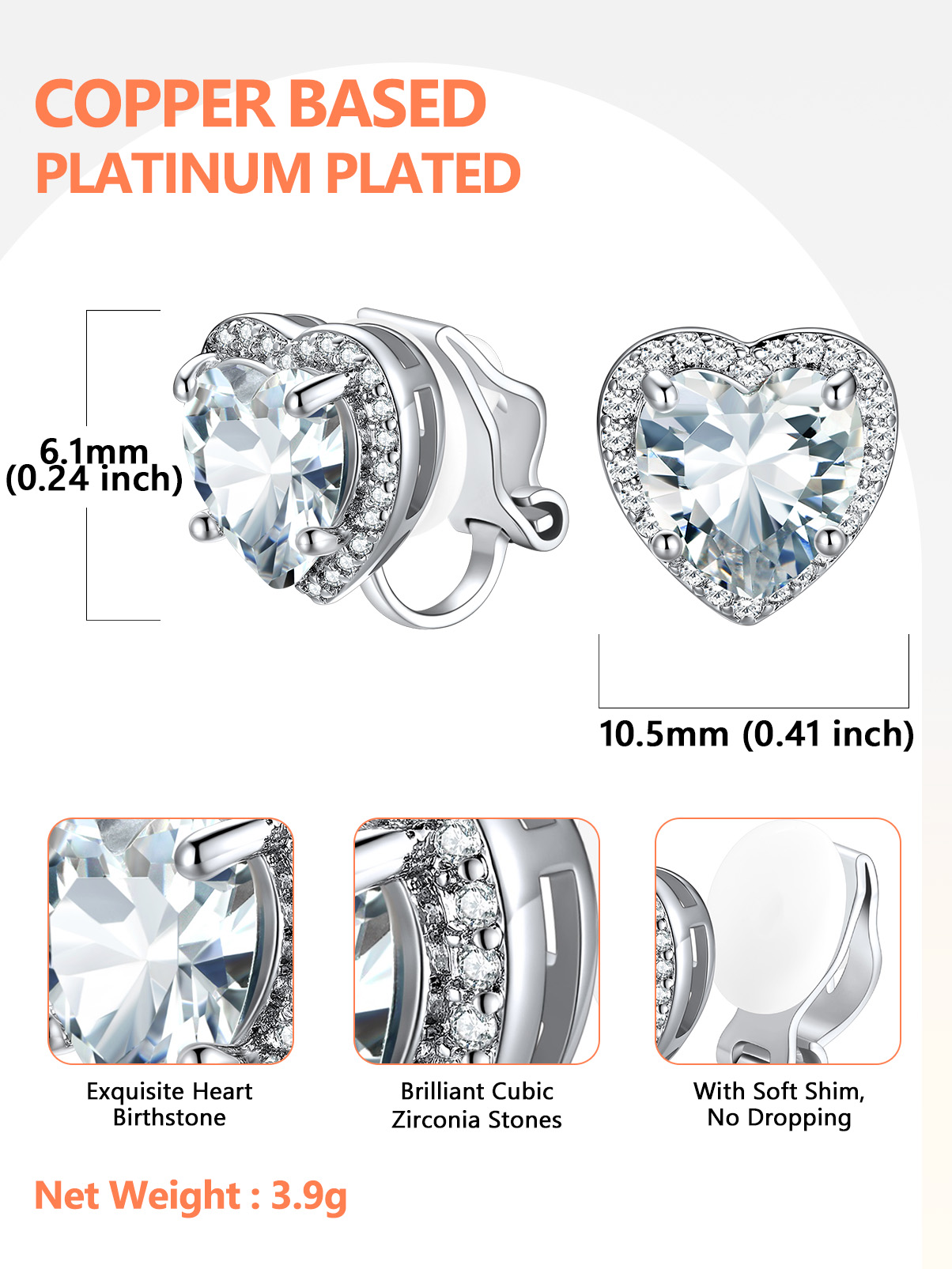 Silvora Women's Heart Shaped January Birthstone Clip on Earrings Simulated Garnet Dainty Non Pierced Earring Jewelry Daughter Wife Granddaughter Birthday Christmas Valentines Gifts