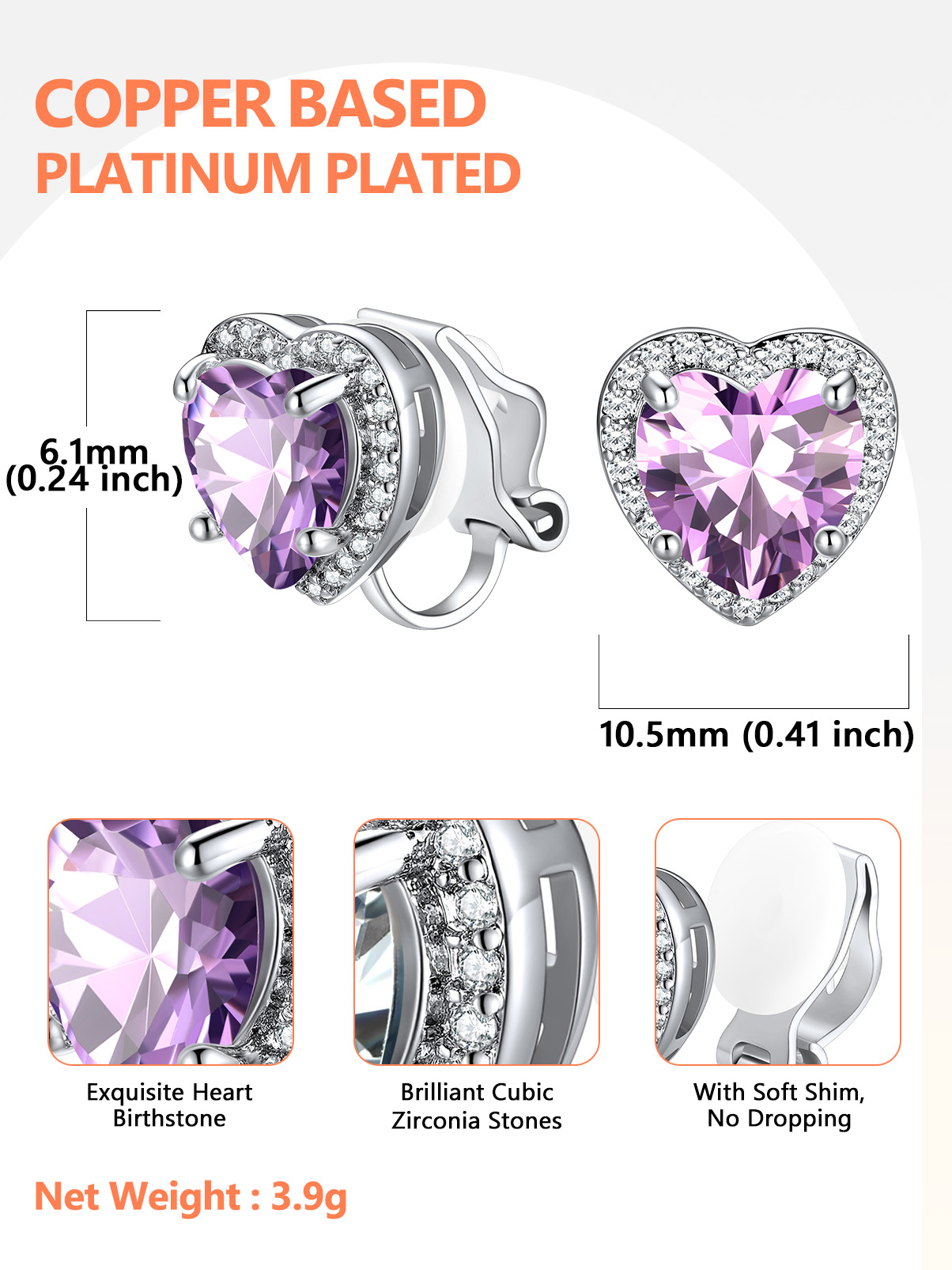 Silvora Women's Heart Shaped January Birthstone Clip on Earrings Simulated Garnet Dainty Non Pierced Earring Jewelry Daughter Wife Granddaughter Birthday Christmas Valentines Gifts