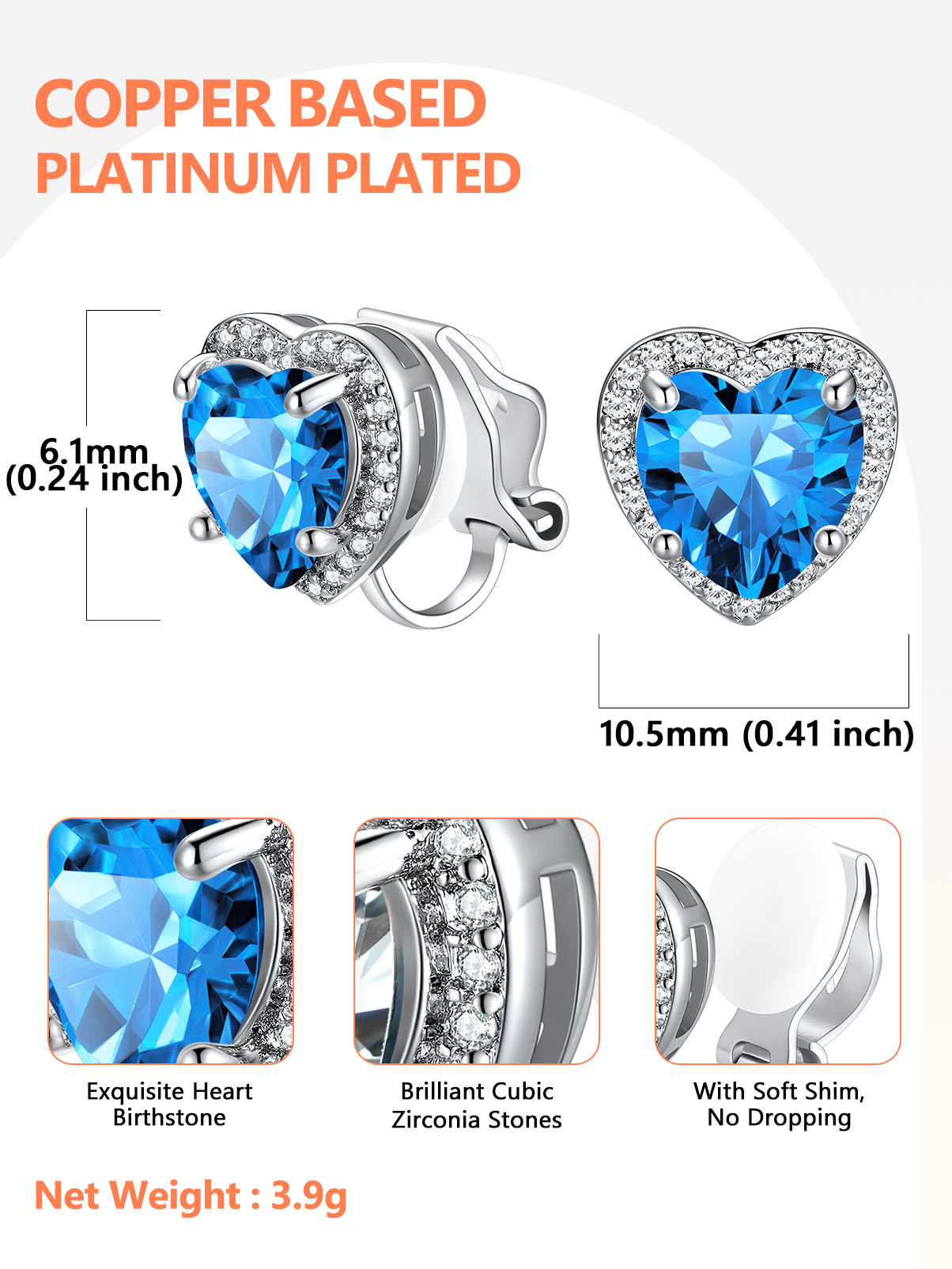 Silvora Women's Heart Shaped January Birthstone Clip on Earrings Simulated Garnet Dainty Non Pierced Earring Jewelry Daughter Wife Granddaughter Birthday Christmas Valentines Gifts