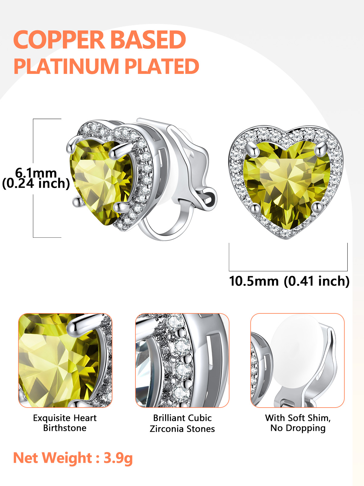 Silvora Women's Heart Shaped January Birthstone Clip on Earrings Simulated Garnet Dainty Non Pierced Earring Jewelry Daughter Wife Granddaughter Birthday Christmas Valentines Gifts