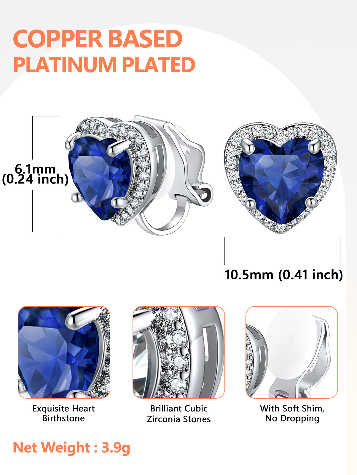 Silvora Women's Heart Shaped January Birthstone Clip on Earrings Simulated Garnet Dainty Non Pierced Earring Jewelry Daughter Wife Granddaughter Birthday Christmas Valentines Gifts